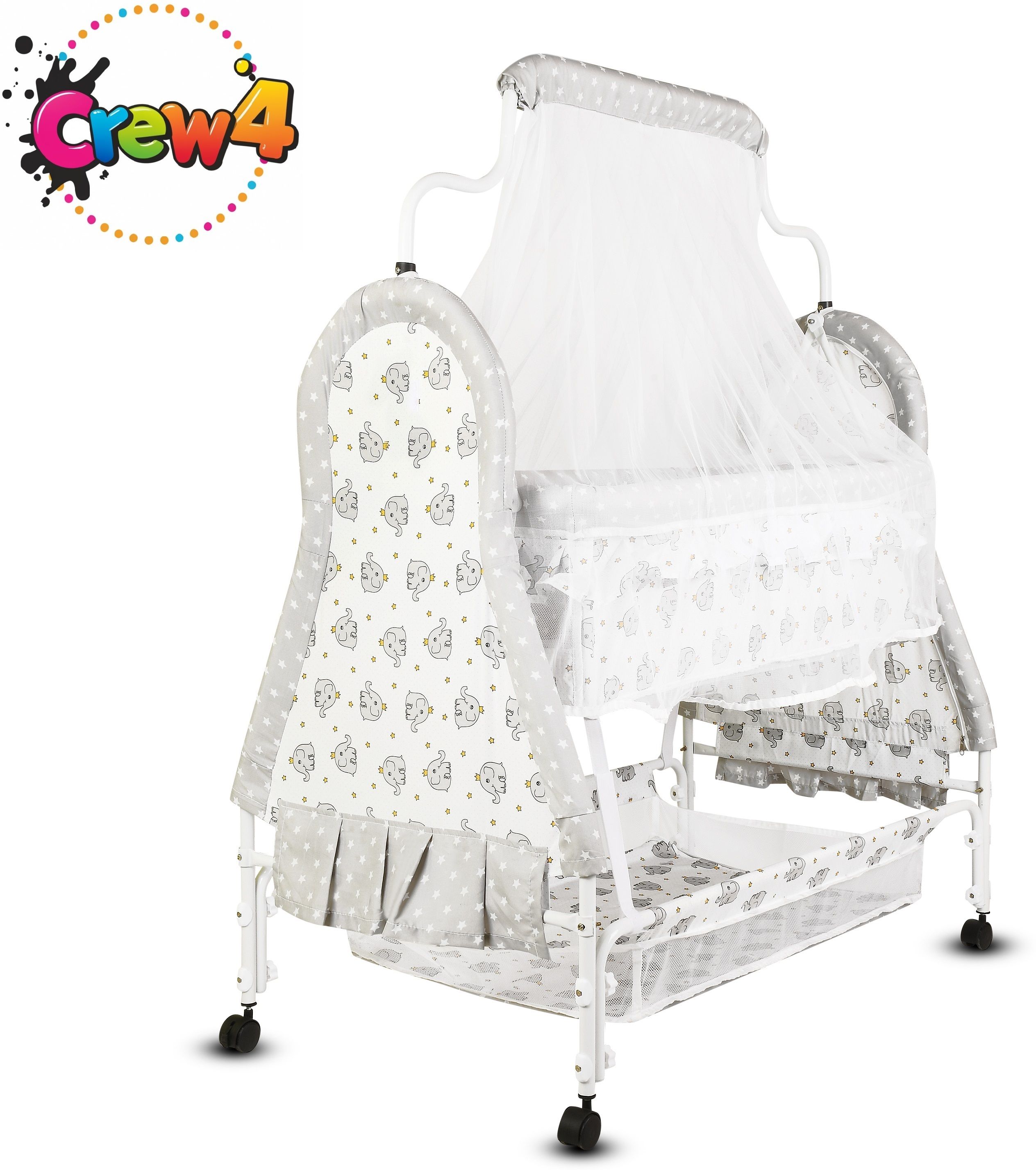 crew4 Cradle for kids cradle for baby boy and girl Cradle With Swing & Mosquito Net Bassinet-picture-23