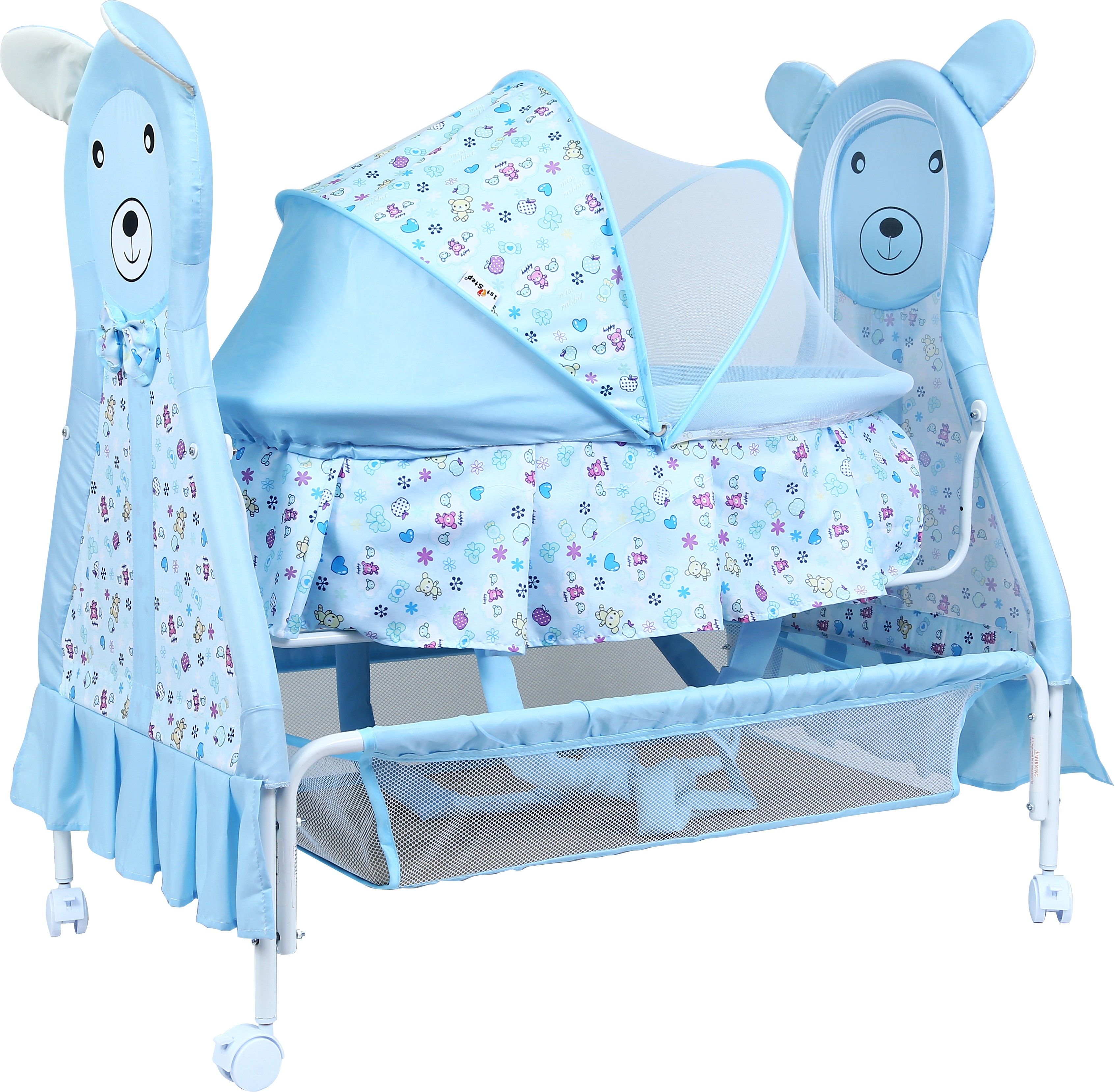 Baby Bassinet Swing Cradle Jhula with Mosquito Net & Storage Basket for New Born Bassinet-image-34