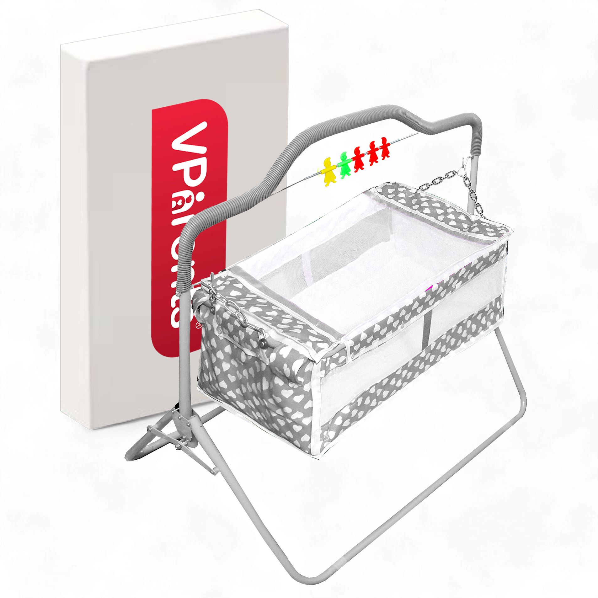 vparents New Born Baby Crib Bassinet cot Swing Cradle Jhula Palna (Grey) - Rosy Bassinet-picture-36