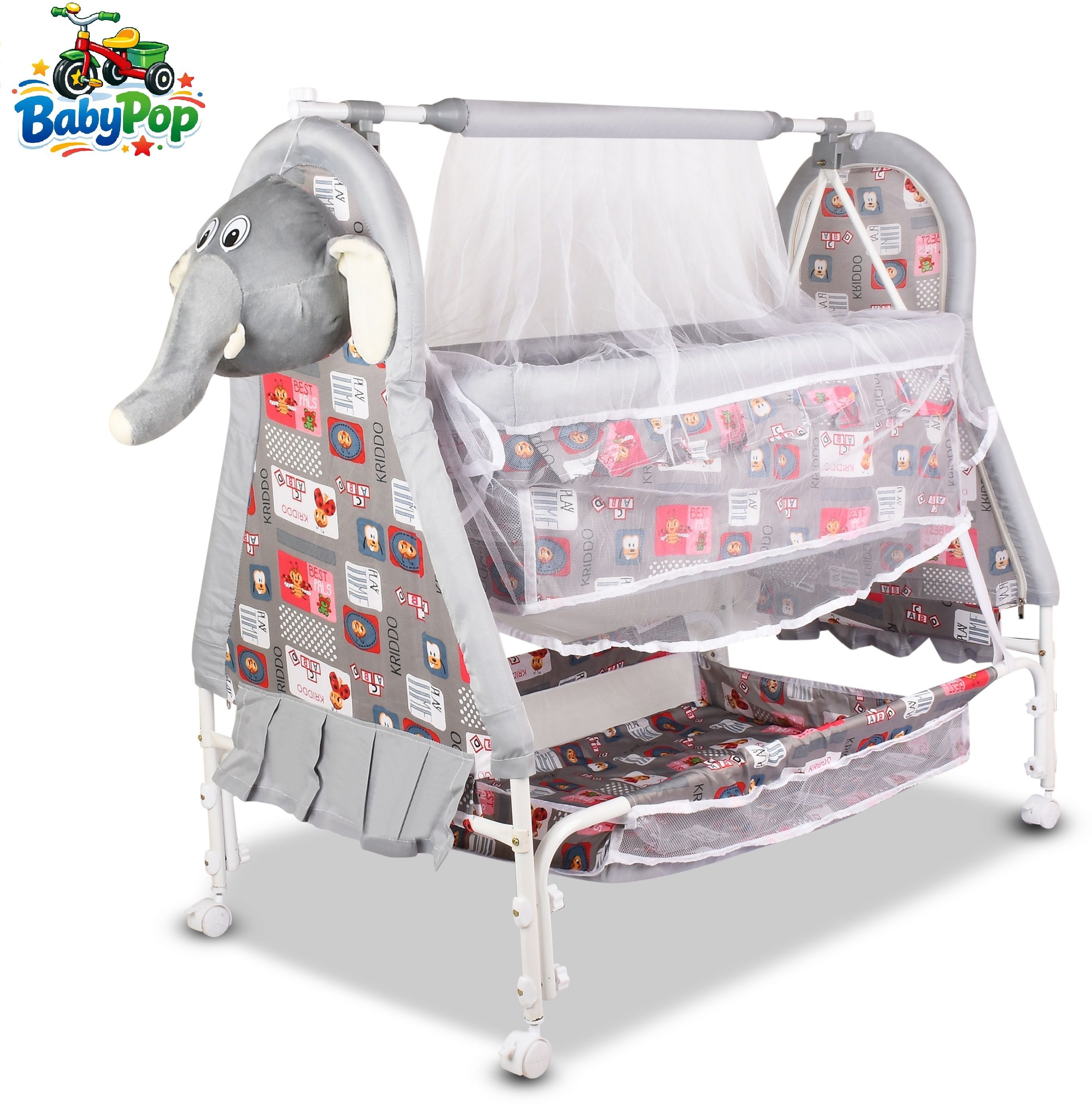 babypop Cradle for kids cradle for baby boy and girl Cradle With Swing & Mosquito Net-picture-41