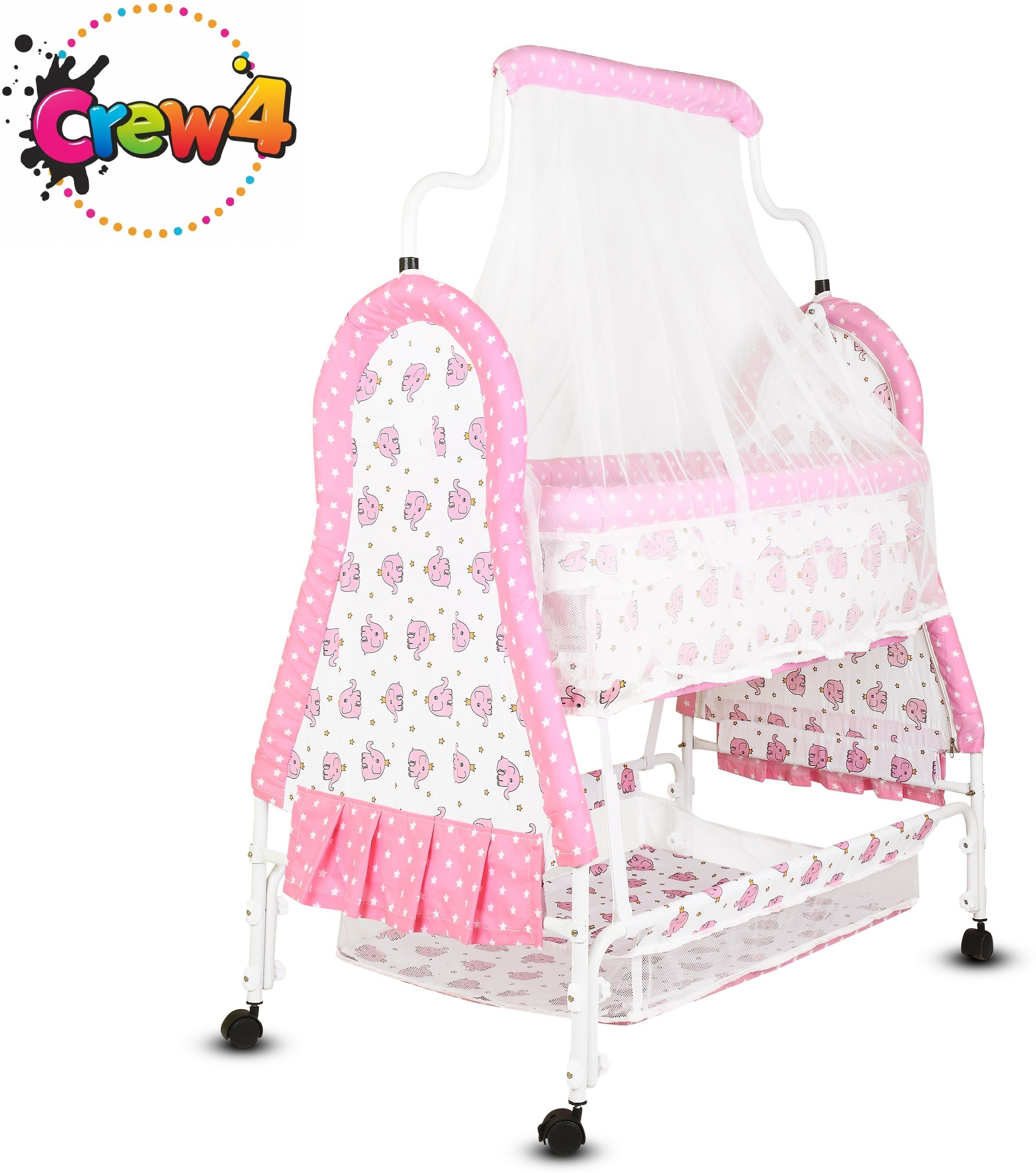 crew4 Cradle for kids cradle for baby boy and girl Cradle With Swing & Mosquito Net-picture-41