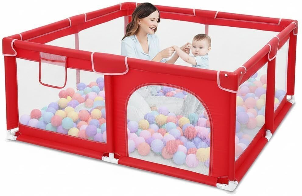 lexara Large Baby Playpen Indoor Safety Play Yard with Breathable Mesh Panels Bassinet-picture-21