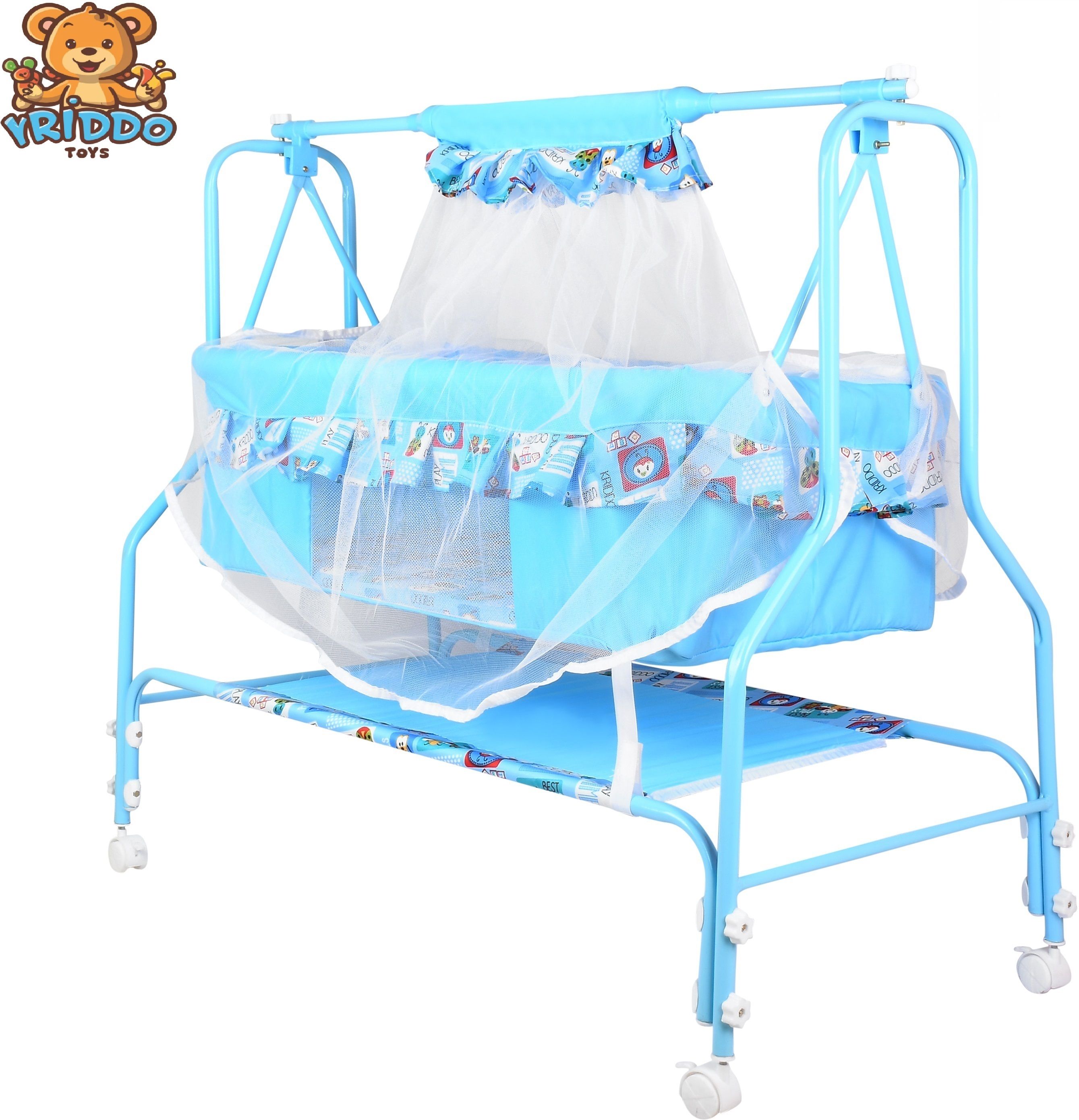 kriddo Cradle for kids cradle for baby boy and girl Cradle With Swing & Mosquito Net-picture-35