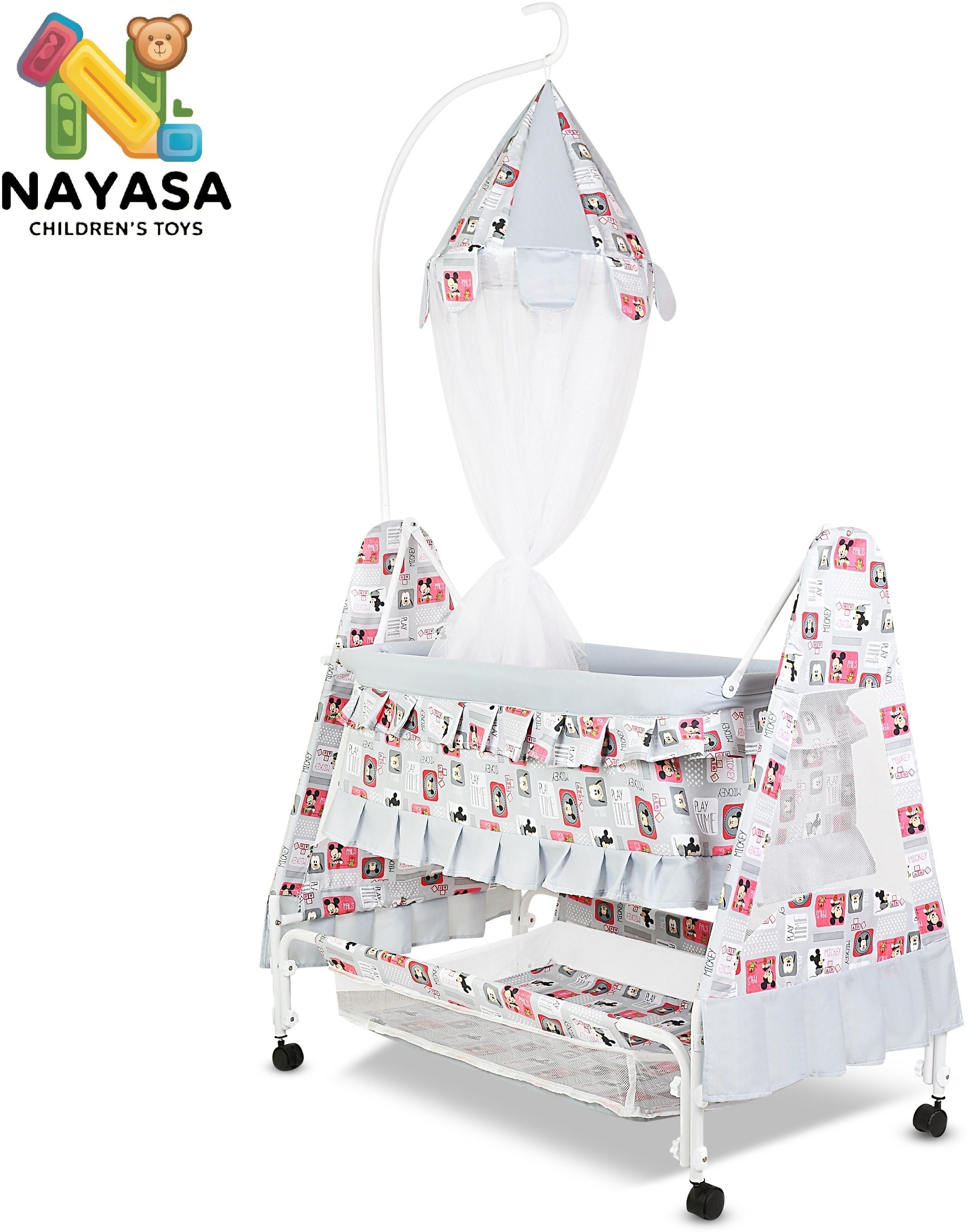 nayasa Cradle for kids cradle for baby boy and girl Cradle With Swing & Mosquito Net-picture-40