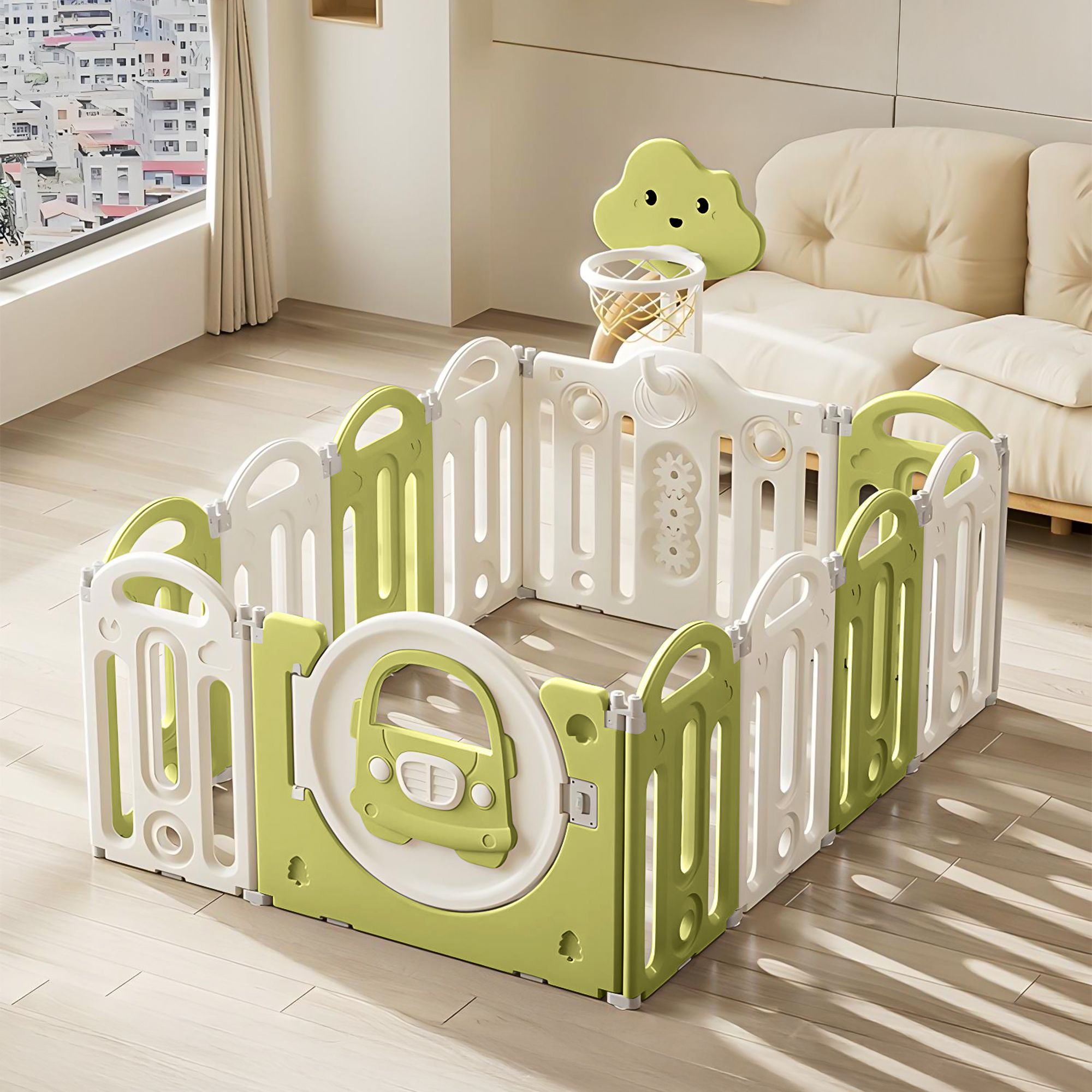 Playpen for Kids | Baby Play Area Indoor Setup (12 Panels) Bassinet-image-19