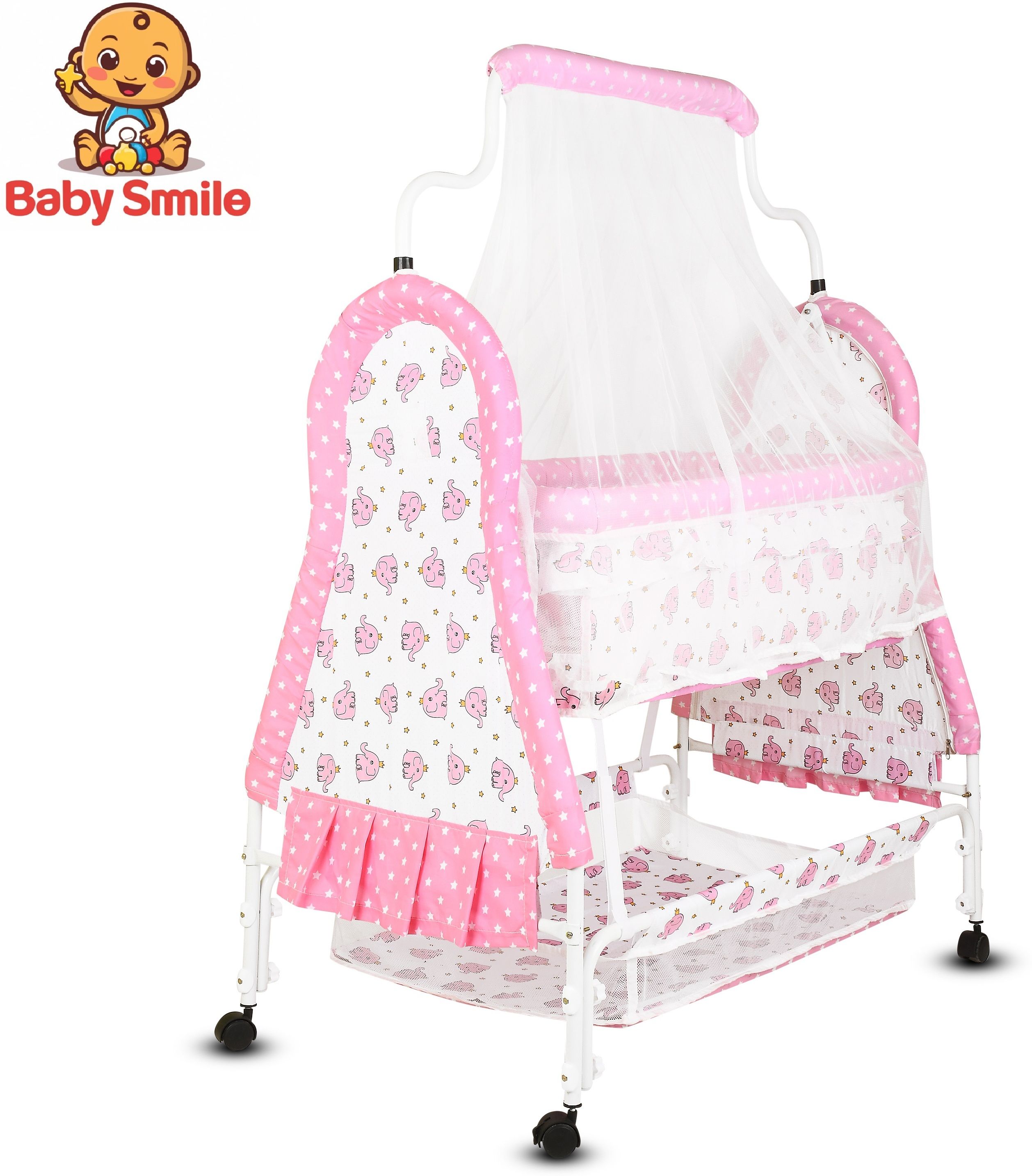 Cradle for kids cradle for baby boy and girl Cradle With Swing & Mosquito Net Bassinet-image-38
