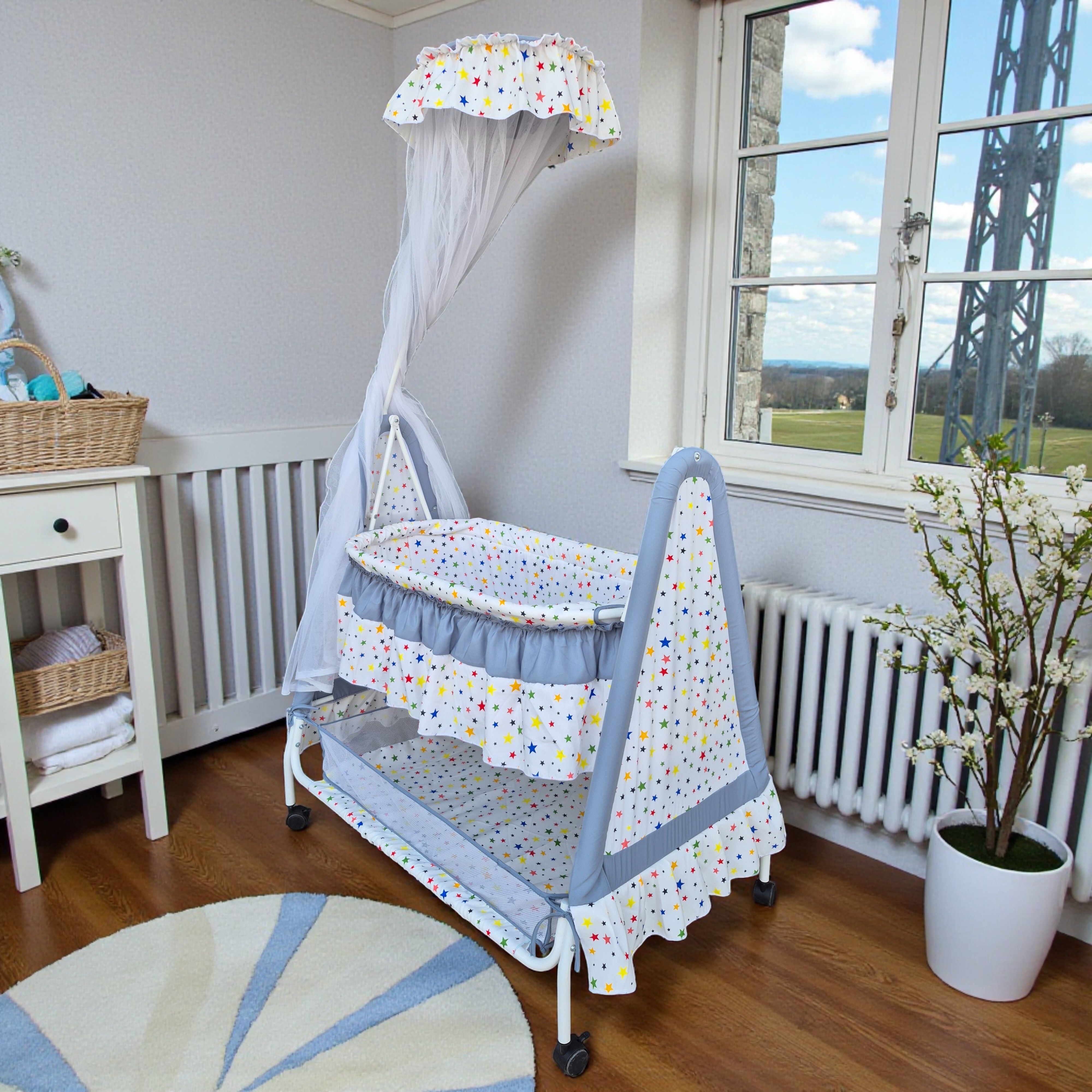 ASTRA Baby Cradle with Mattress & Basket Mosquito Net – Ideal Gift for Newborn Bassinet