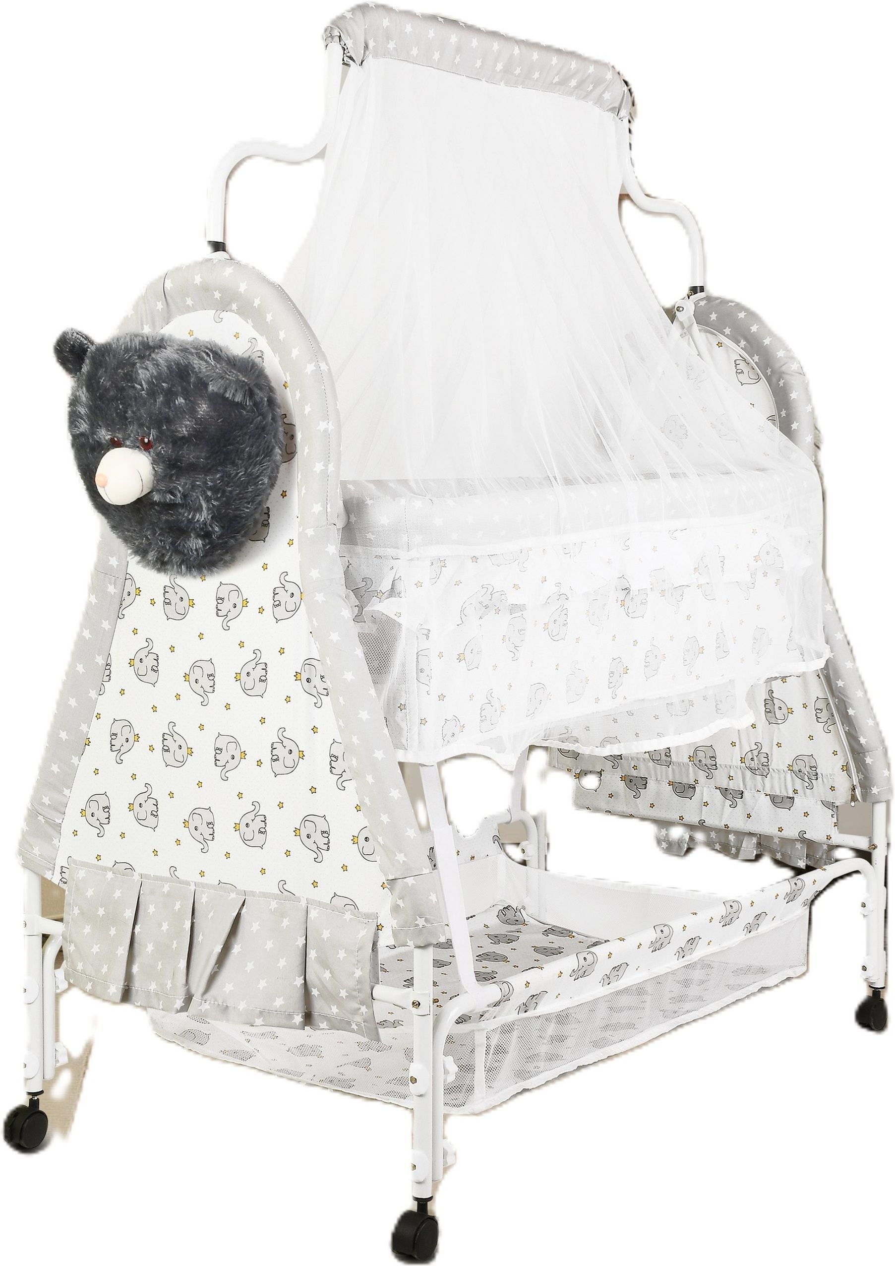 crew4 BEST QUALITY BABY CRADLE Jhula Cute Panda Face WITH SWING LOCK FUNCTION-picture-16