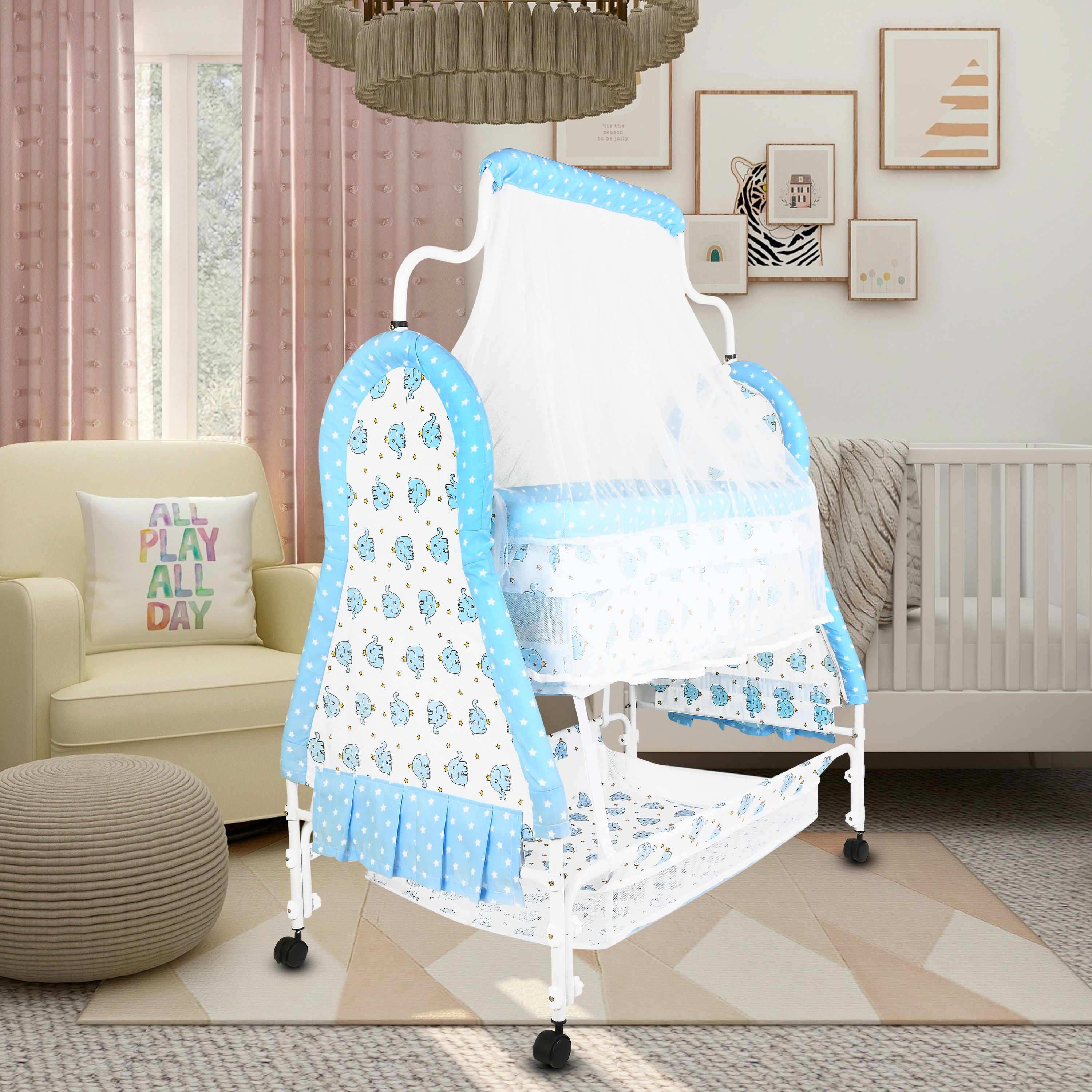 lol-fun Cradle for kids cradle for baby boy and girl Cradle With Swing & Mosquito Net Bassinet-picture-19