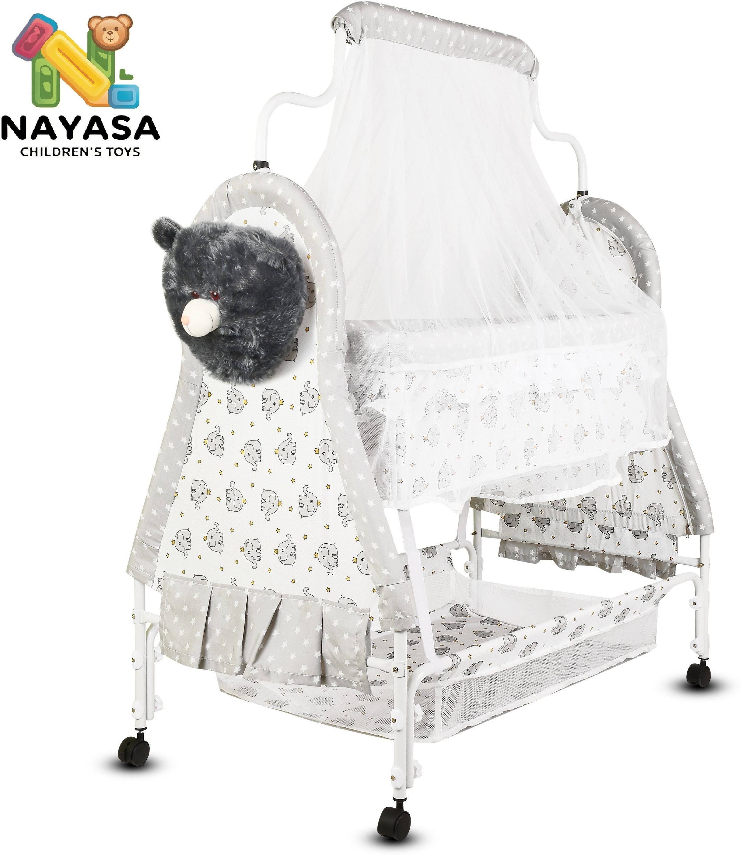 nayasa Cradle for kids cradle for baby boy and girl Cradle With Swing & Mosquito Net-picture-45