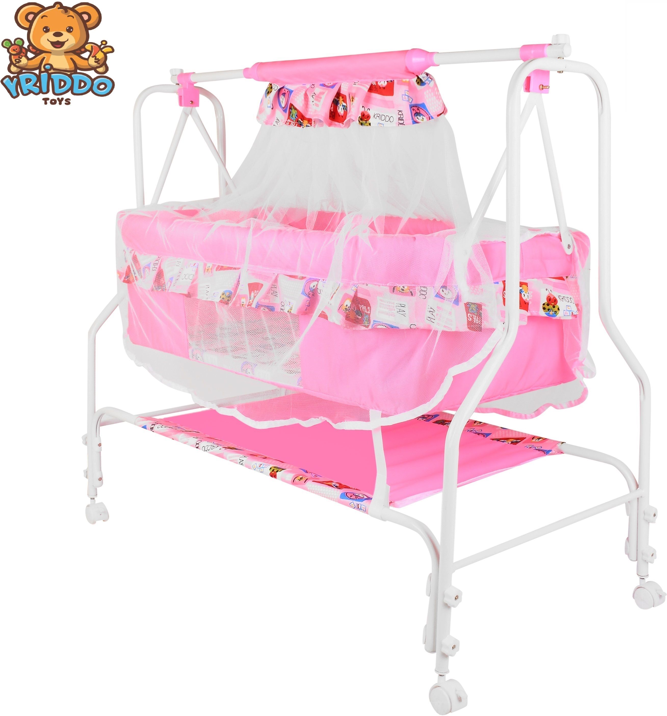 kriddo Cradle for kids cradle for baby boy and girl Cradle With Swing & Mosquito Net-picture-23