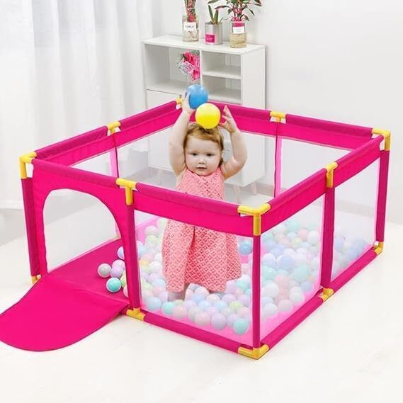 anuvya AN-Baby Playpen with Balls(pink) Bassinet-picture-22