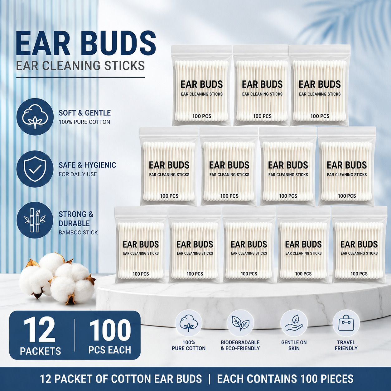 lusty soul Cotton Ear Buds 1200 Sticks (12x100) Soft Hygienic Swabs for Ear & Makeup-picture-20