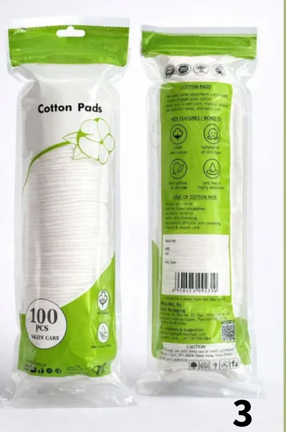 qubec 100 Count Cotton Pads for Face Cleansing, Toner & Beauty Care-picture-2