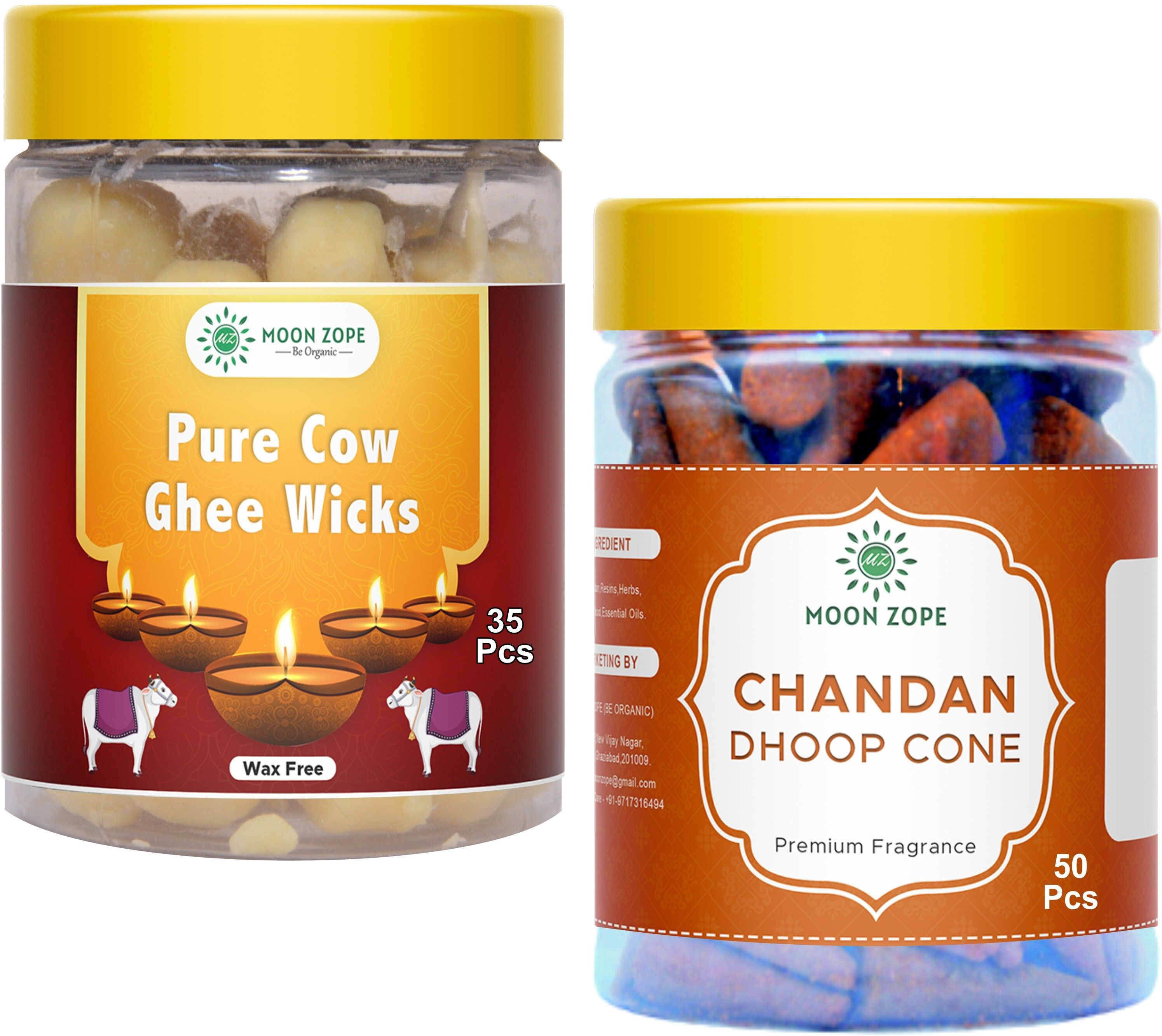 Cow Ghee Cotton Wicks Diya Batti, Ghee Diya Bati 35 Pcs, Incense Cone 50 Pcs Cotton Wick-image-7