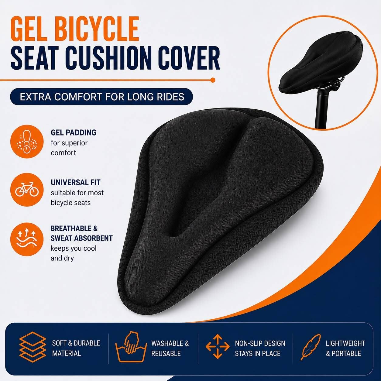 de venta Soft Gel Silicone Cushion Gelly Paded Bicycle Seat Cover Free Size-picture-10