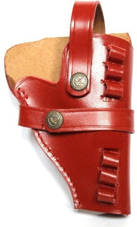 Leather 9 mm Half Cut Revolver Pistol Racquet Carry Case Pistol/Gun Cover Free Size