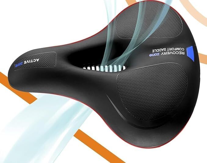 Memory Foam Bicycle SaddleCushionWaterproof Breathable with Red Reflective Strip Saddle Cover Free Size-image-5