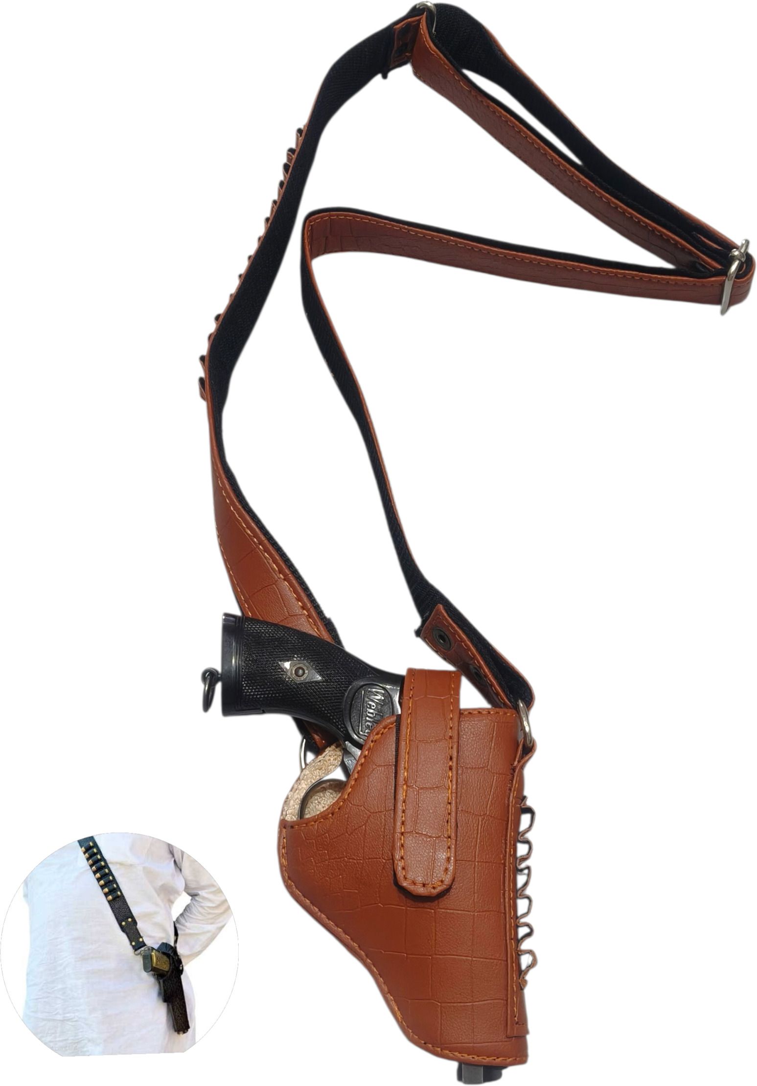 Cover For 32 Bore Revolver IOF Kanpur, Webley,S&W,Taurus,Stallion etc. Compact Racquet Carry Case/Cover Free Size-image-21