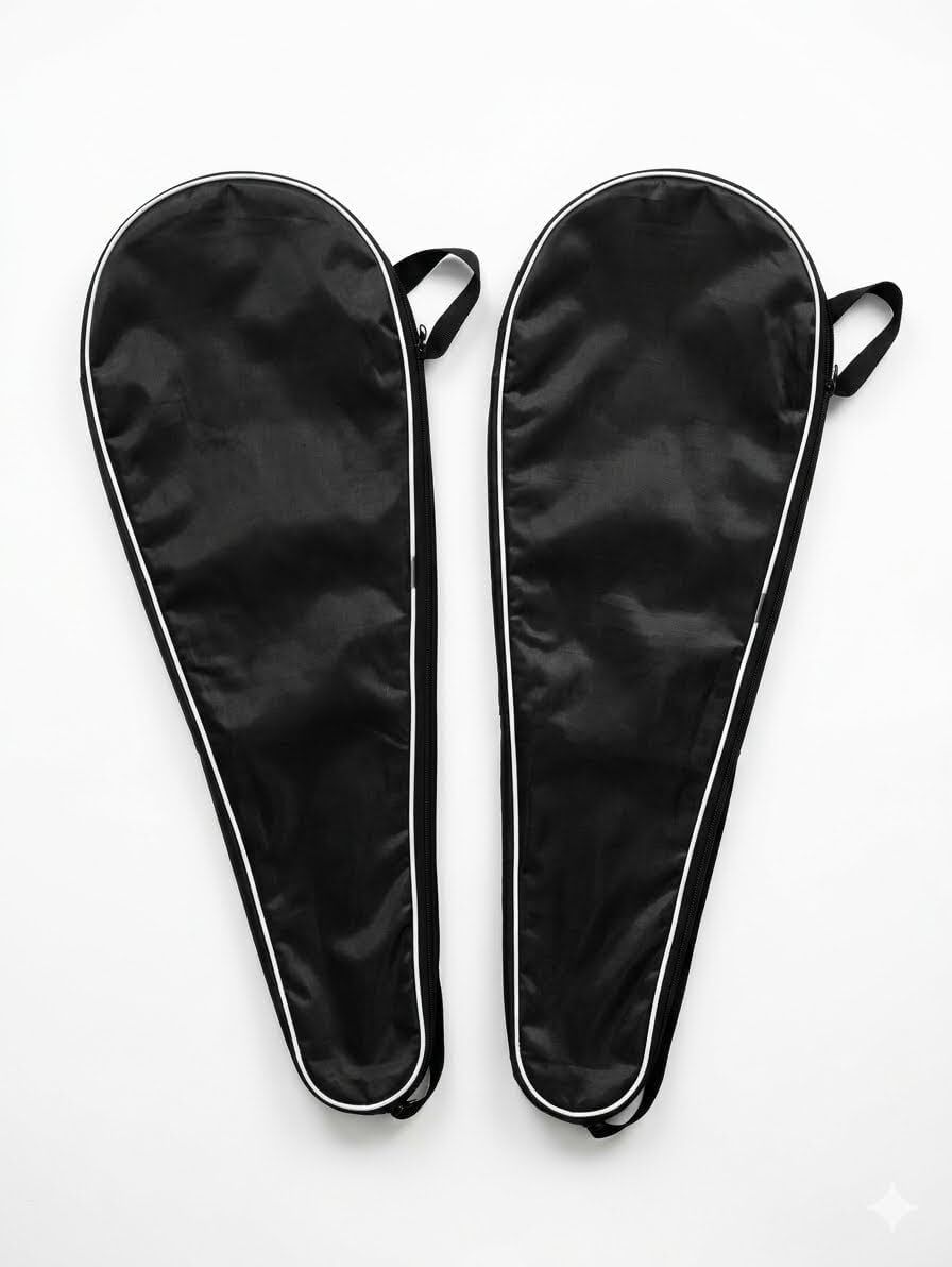 Badminton Racket Cover | Water-Resistance | Lightweight Zip Cover (Pack of 2) Racquet Carry Case/Cover Free Size-image-49