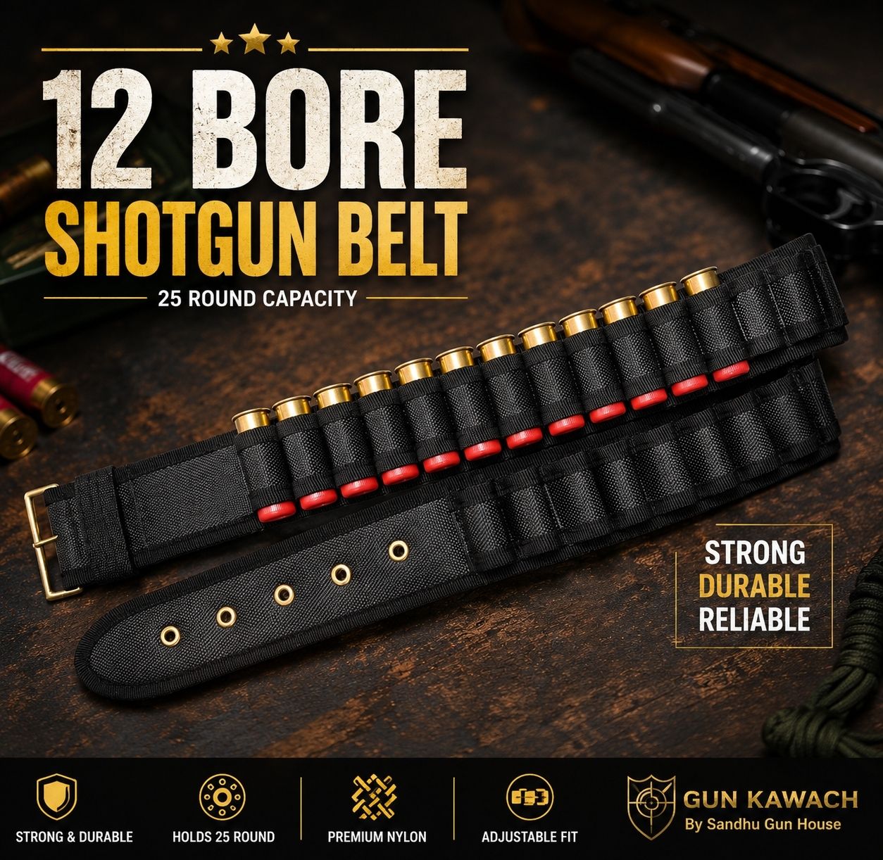 sandhugunhouse Ammo Belt For 12 Bore Gun Cartridge Premium Belt Racquet Carry Case/Cover Free Size-picture-20