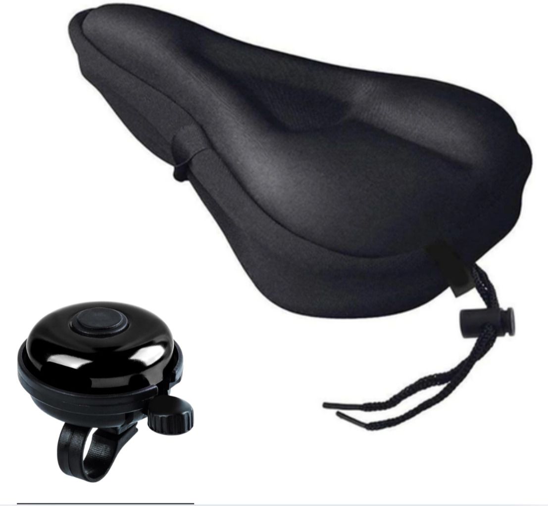 Bicycle Seat Cover with Loud Plastic Bell (Black) Saddle Cover, Bicycle Seat Cover M-image-49