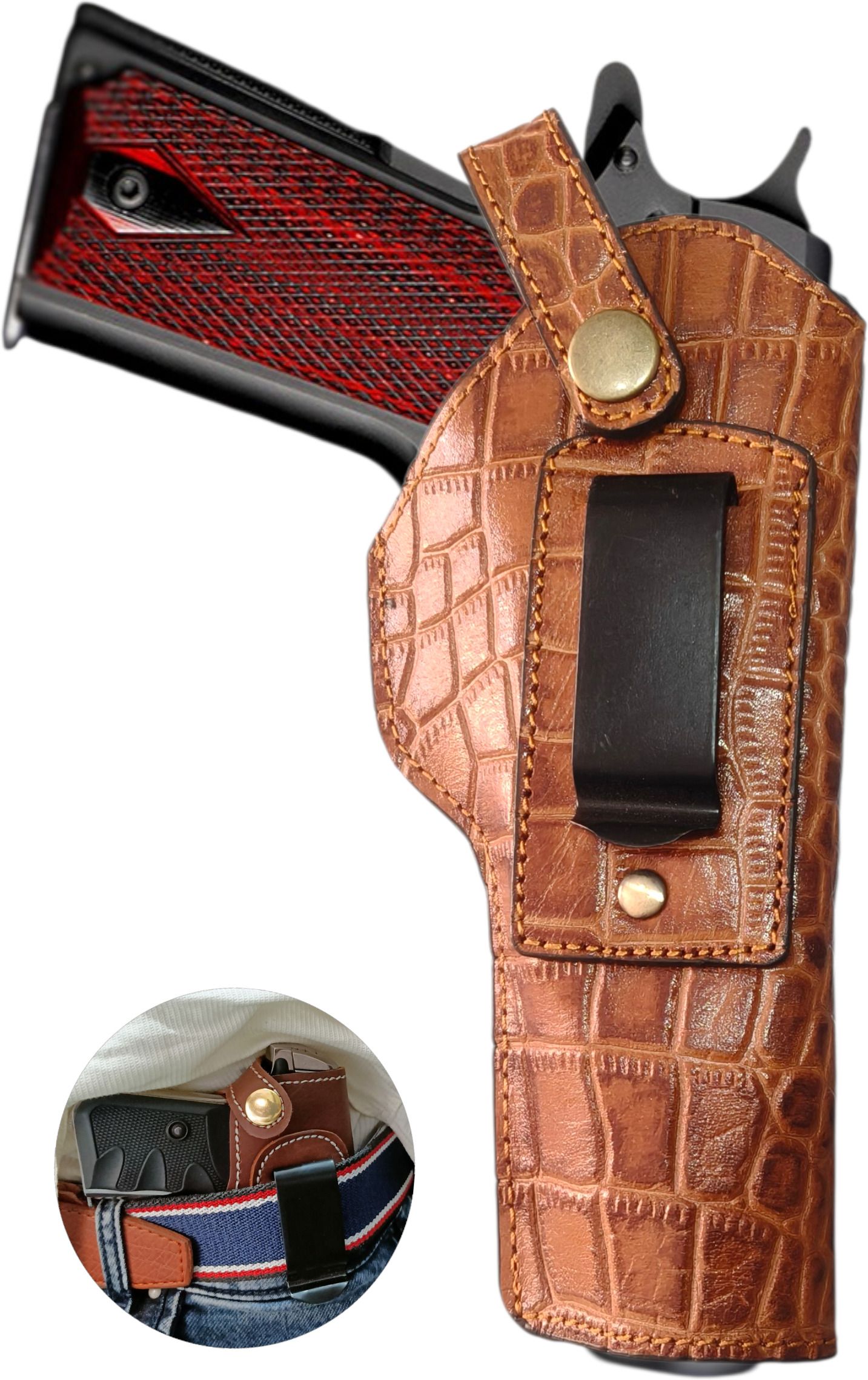 Inner Leather Cover For 30 TT Type & 45 Bore (1911) Pistol (5" & 4.5" Barrel) Pistol/Gun Cover Free Size