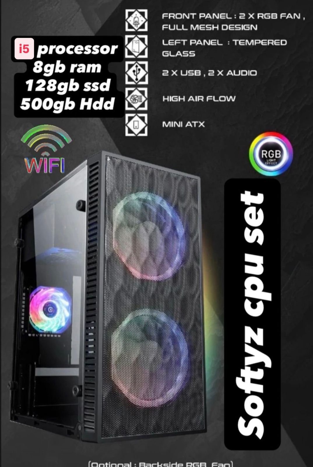 SOFTYZ prosseor i5 3470-RAM 8GB DDR4-128G SSD-500gb hdd INTEL CORE I5 3470 (8 GB RAM/3.60GHZ Graphics/500 GB Hard Disk/256 GB SSD Capacity/Windows 11 Pro/1 GB Graphics Memory) Gaming Tower with MS Office-image-30