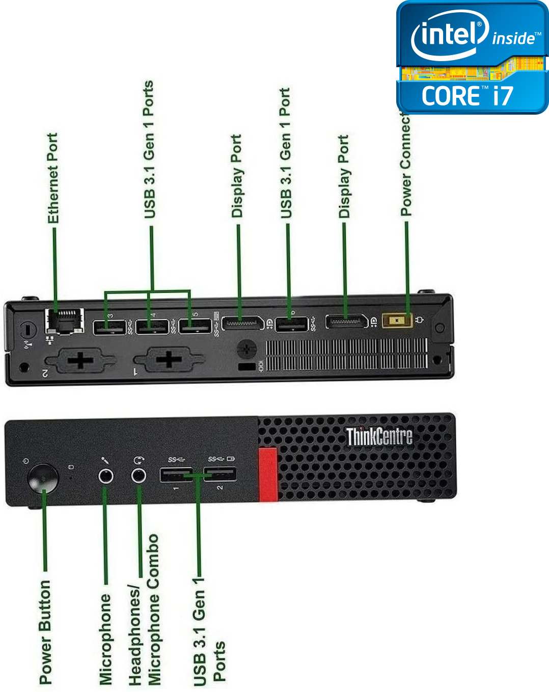 NCS Core™ i7 (6th Generation) [4 Cores, 8 Threads] - ThinkCentre Micro Desktop [DXN] Tiny PC - Intel Core i7-6700 Processor [4 Cores, 8 Threads, 3.40 GHz] (32 GB RAM/Intel® Ultra HD 530 4K Graphics/1 TB SSD Capacity/Windows 11 Pro) Gaming Tower with MS Office image 1