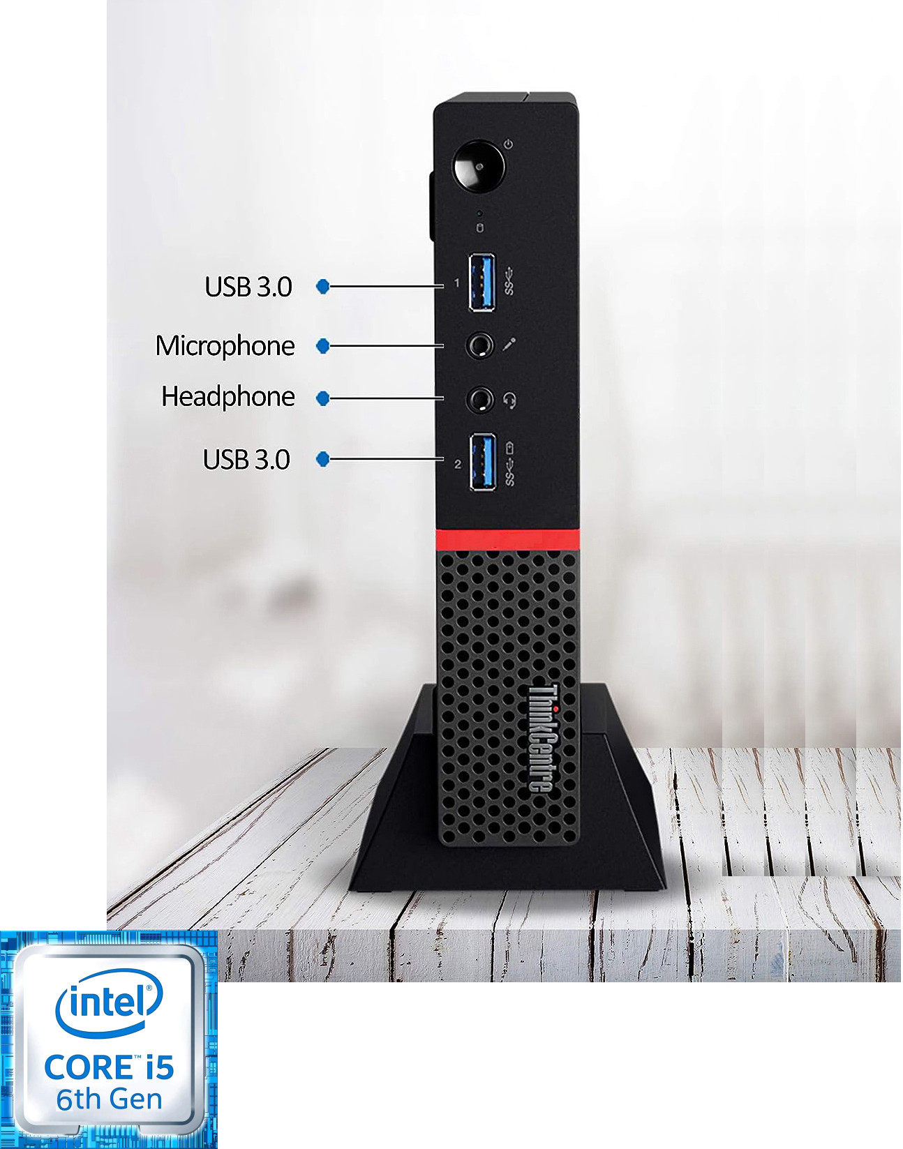 BESTYLISH ThinkCentre Tiny PC | i5-6500 Processor [6MB Smart Cache, 3.20 GHz] | S/N: BHQPO Intel® Core™ i5-6500 Processor [4 Cores 4 Threads] (8 GB RAM/Intel® HD 530 Graphics/256 GB SSD Capacity/Windows 11 Pro) Mini Tower with MS Office image 1