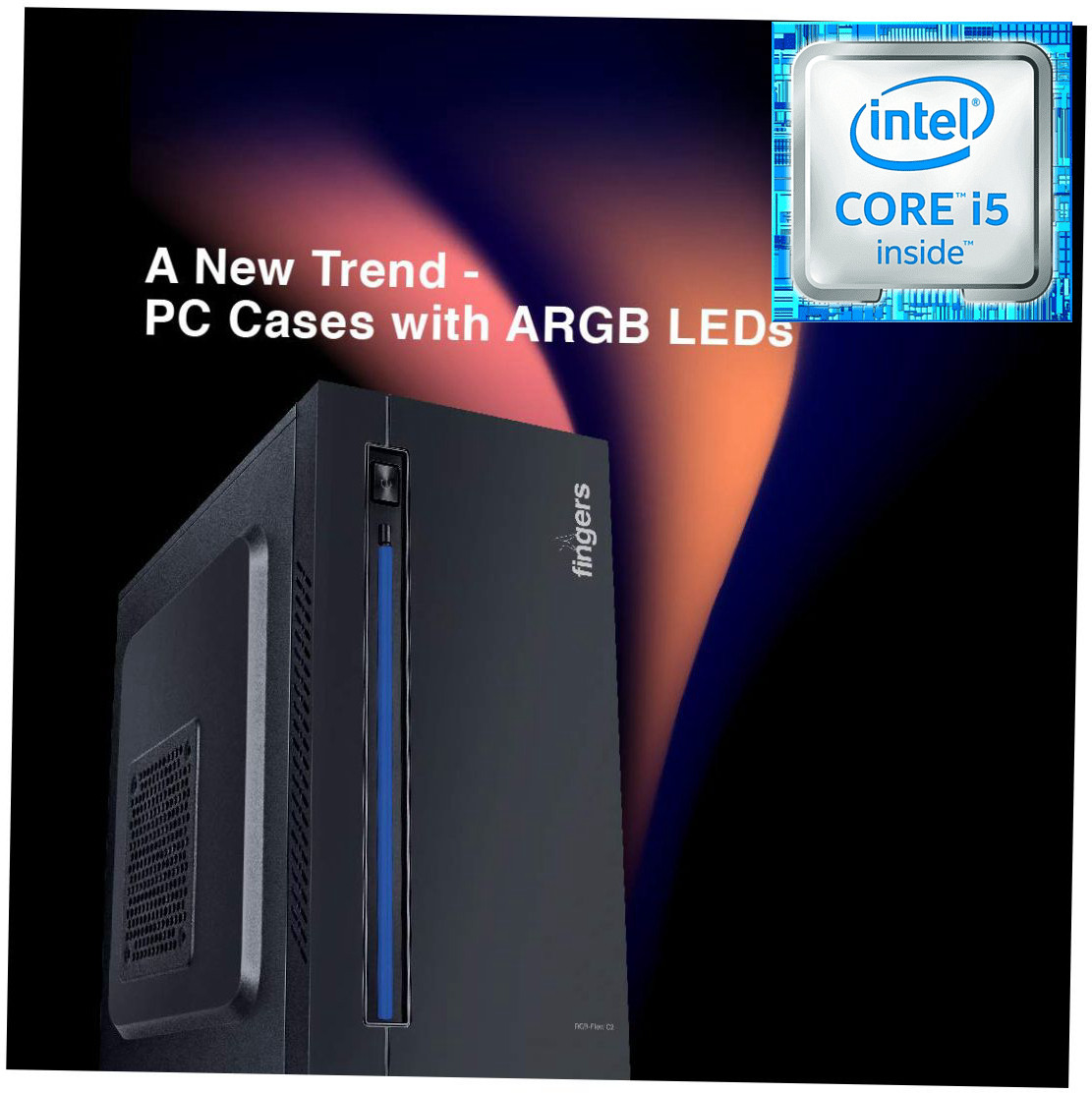 Brand Cell Intel® Core™ i5 (2nd Generation) | Fingers RGB-Flow C2 [MFT] Core™ i5-2400 [6MB Cache, Up to 3.40 GHz] (8 GB RAM/Intel® HD Graphics/1 TB Hard Disk/256 GB SSD Capacity/Windows 11 Pro/1 GB Graphics Memory) Gaming Tower with MS Office image 1