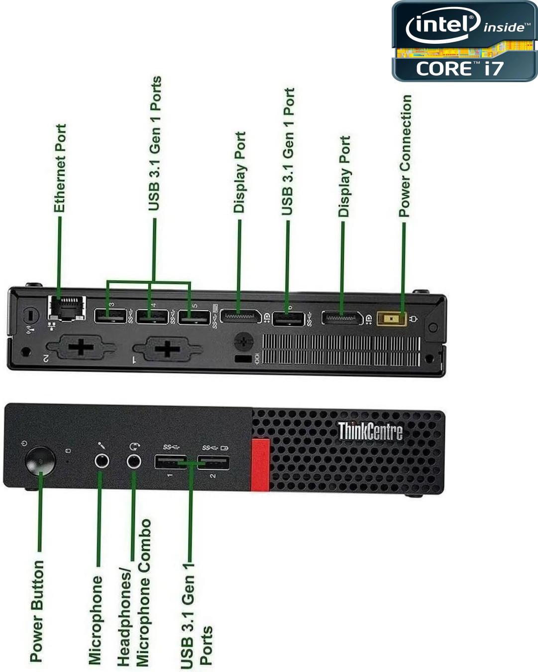 NCS Core™ i7 (6th Gen) Processor [4 Cores, 8 Threads] - ThinkCentre CPU [MIX] Intel Core i7 - 6700 [4 Cores, 8 Threads, 3.40 GHz] (32 GB RAM/Intel HD 530 4K Graphics/1 TB SSD Capacity/Windows 11 Pro) Microtower with MS Office image 1