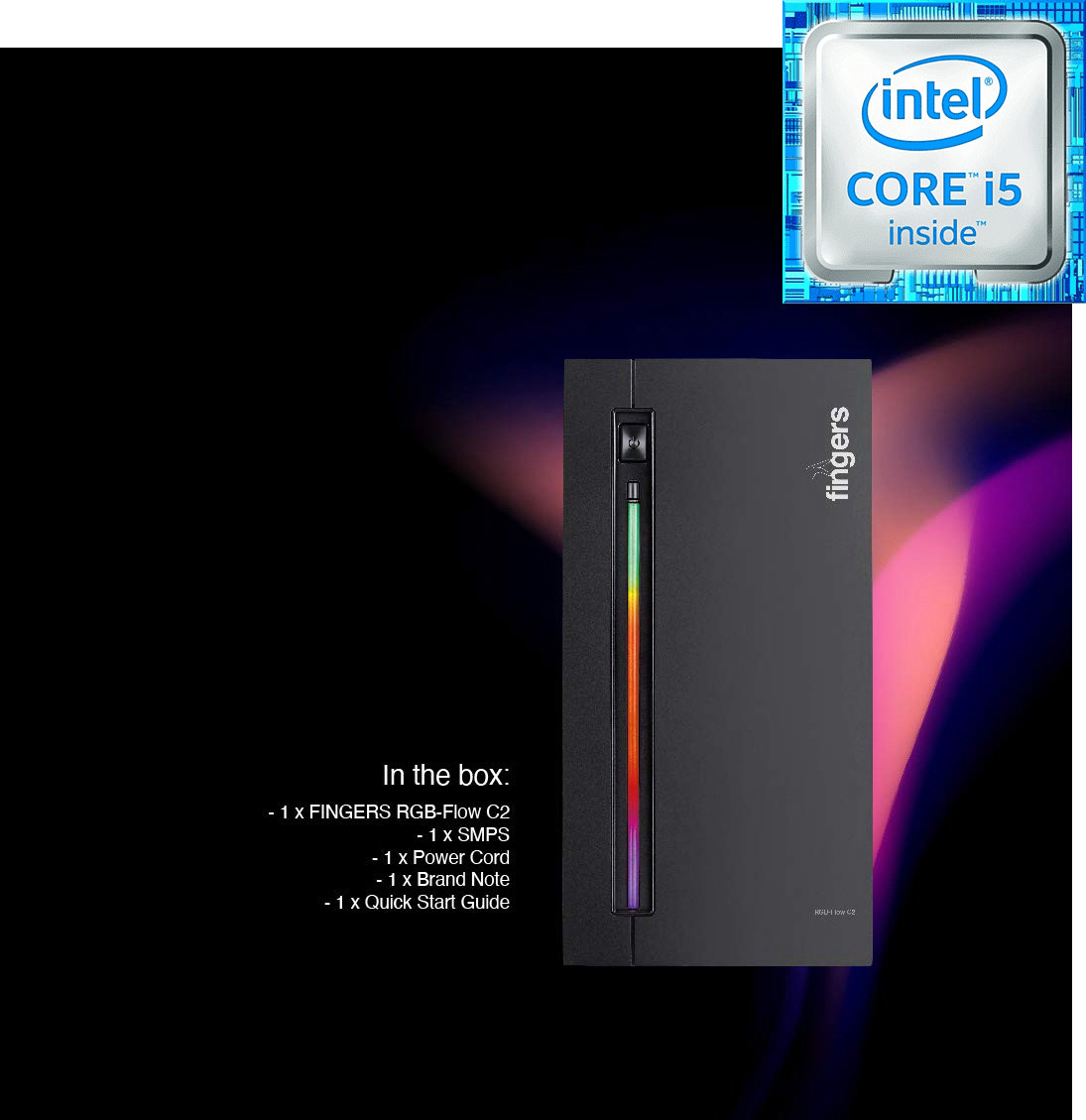 Brand Cell Intel Core i5-2400 [4 Cores, 4 Threads] | Fingers RGB-Flow C2 [HCM] Intel Core i5-2400 [4 Cores, 4 Threads, 3.10 GHz] (8 GB RAM/Intel® UHD Graphics/1024 GB Hard Disk/256 GB SSD Capacity/Windows 11 Pro/1 GB Graphics Memory) Mid Tower with MS Office image 1
