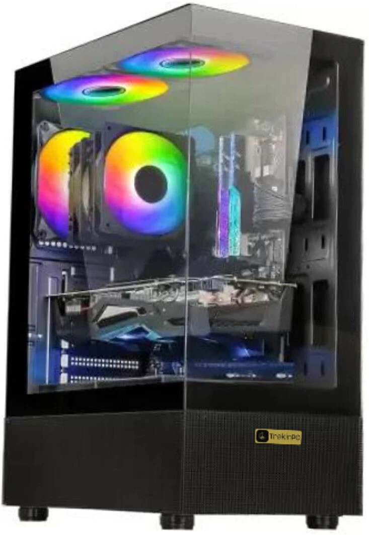 TrakinPC RGB Gaming Cabinet Desktop CPU for Student Gaming Tower intel Core i3 (4 GB RAM/Intel® HD Graphics Graphics/128 GB Hard Disk/128 GB SSD Capacity/Windows 10 (64-bit)/1 GB Graphics Memory) Gaming Tower with MS Office image 1