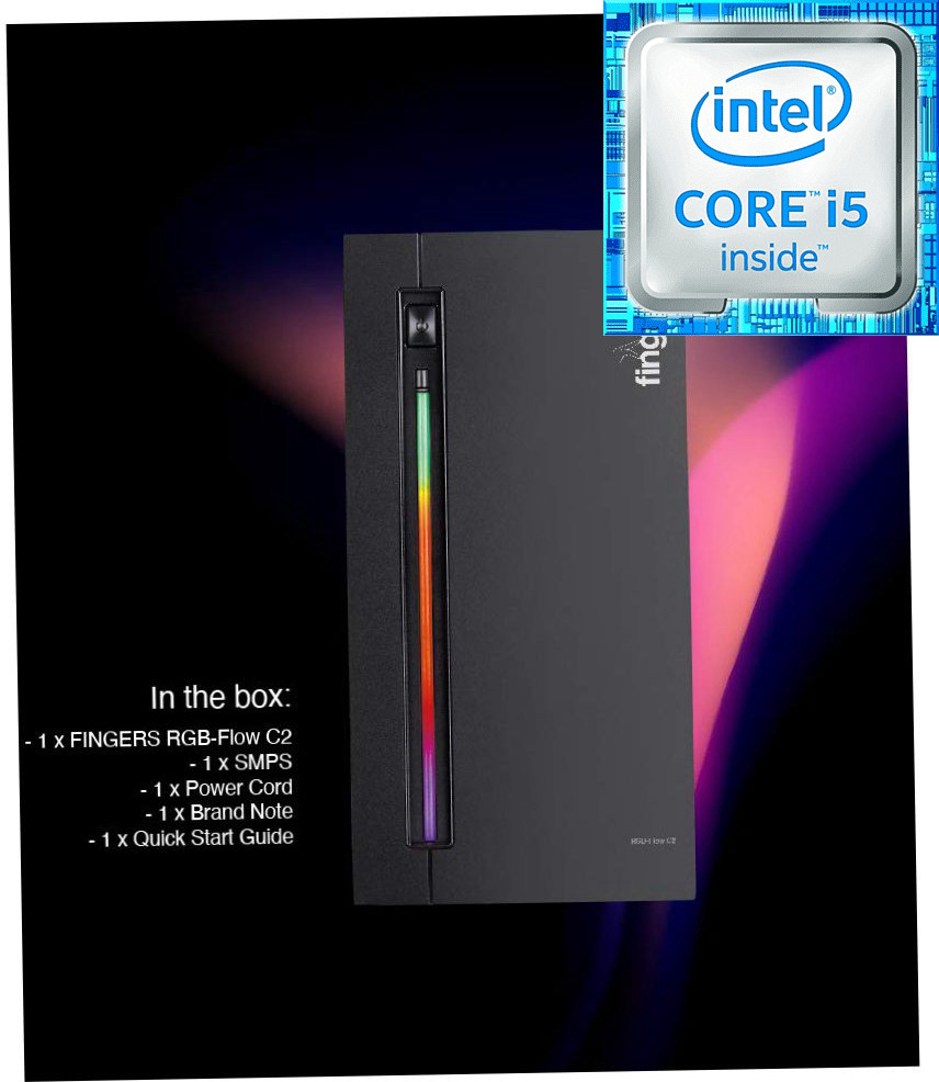 shopadda 2nd Generation Intel® Core™ i5 Processor | Fingers RGB-Flow C2 [FBT] Gaming Computer - Intel® Core™ i5-2400 [4 Cores, 4 Threads] (8 GB RAM/Intel® HD Graphics/1 TB Hard Disk/256 GB SSD Capacity/Windows 11 Pro/1 GB Graphics Memory) Mini Tower with MS Office image 1