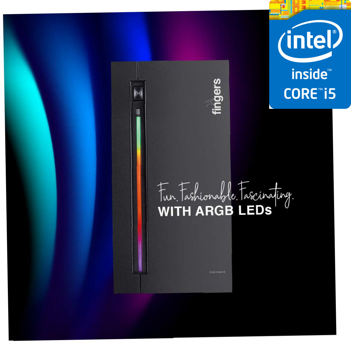 Brand Cell Gaming PC - Intel® Core™ i5-2400 Processor | Fingers RGB-Flow C2 [QMK] Intel Core i5-2400 [6MB Cache, Up to 3.40 GHz] (8 GB RAM/Intel® Ultra HD 2000 Graphics/1 TB Hard Disk/256 GB SSD Capacity/Windows 11 Pro/1 GB Graphics Memory) Mini Tower with MS Office image 1