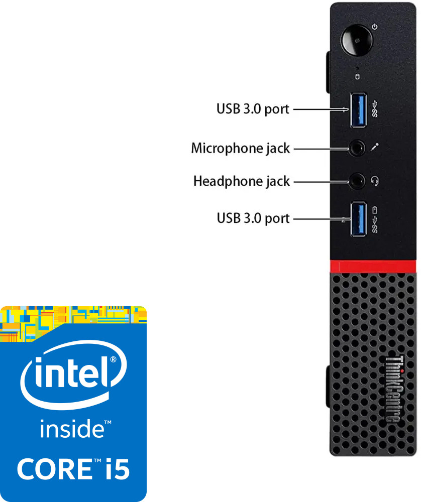 BESTYLISH ThinkCentre Tiny PC | i5-6500 Processor [6MB Smart Cache, 3.20 GHz] | S/N: BHVQM 6th Gen Tiny PC Intel® Core™ i5-6500 Processor [4 Cores 4 Threads 6MB Cache] (16 GB RAM/Intel® HD 530 Graphics/1 TB SSD Capacity/Windows 11 Pro) Mini Tower with MS Office image 1