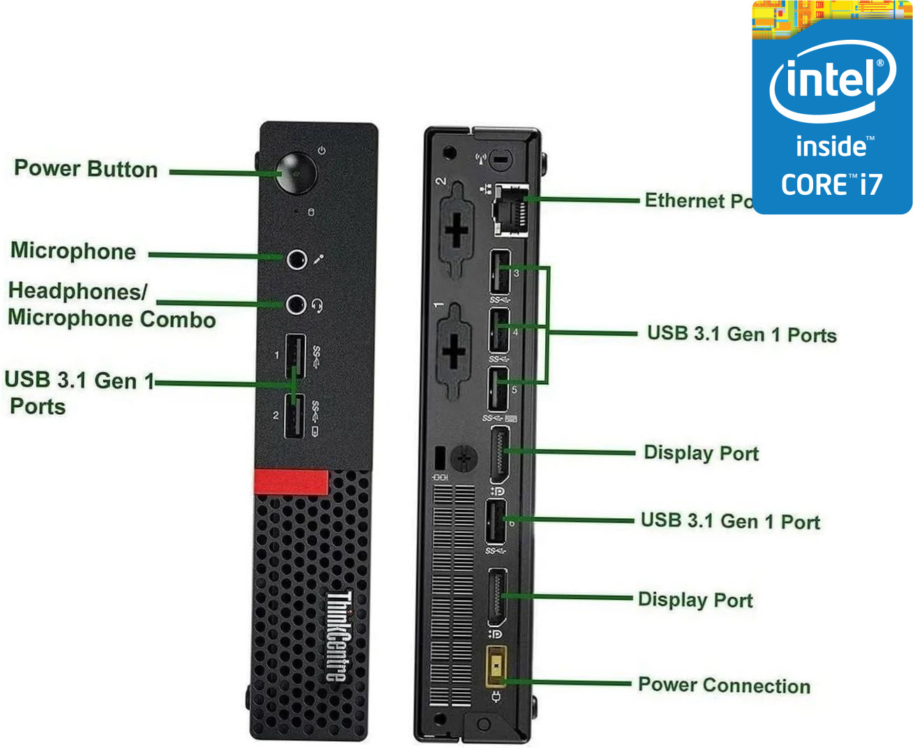 NCS Core™ i7 (6th Generation) [8MB Cache, Up to 4.00 GHz] ThinkCentre Mini CPU [NHP] Intel Core i7-6700 Processor - Lenovo Tiny PC (32 GB RAM/Intel Ultra HD 4K Graphics/1 TB SSD Capacity/Windows 11 Pro) Mid Tower with MS Office image 1