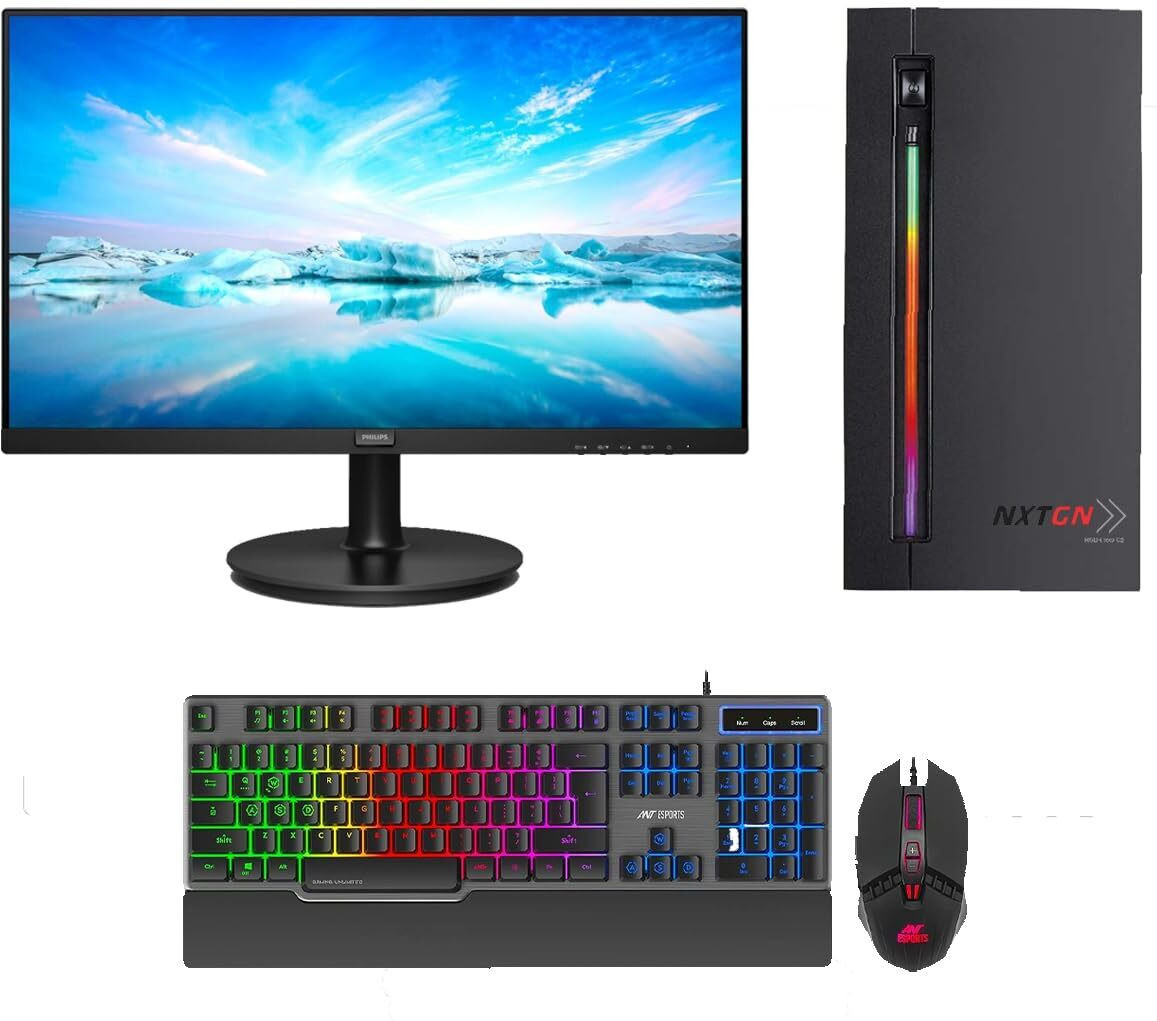 NXTGN Core i5 Computer Set (16GB/512GB/4GB GPU/RGB Key&MOUSE/24 IPS Monitor/Win11 11400F Desktop PC (16 GB RAM/4GB Nvidia Graphics/500 GB SSD Capacity/Windows 11 Pro/4 GB Graphics Memory) Workstation with MS Office image 1