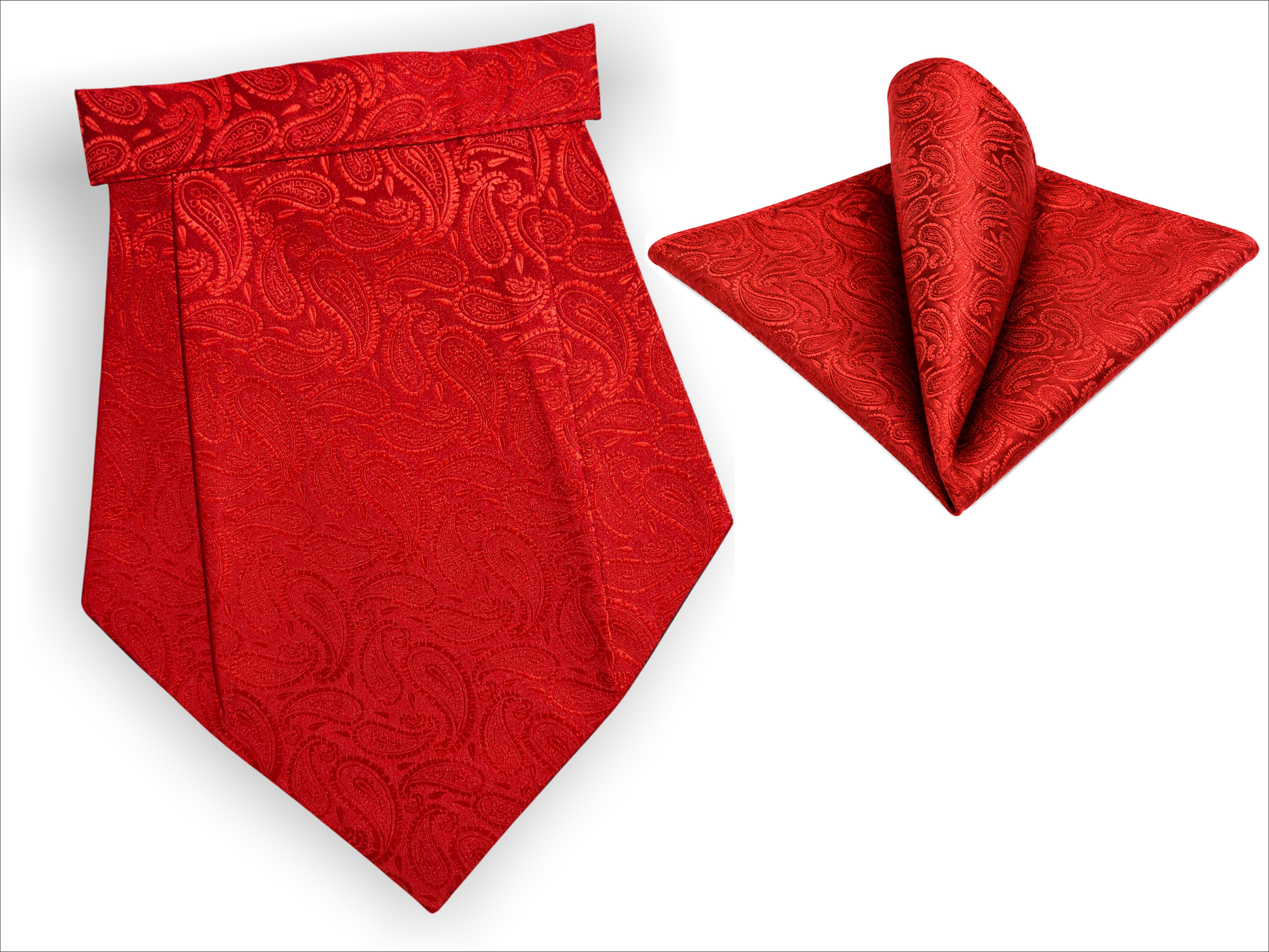 Mentiezi Premium Wine Red Geometric Cravat with Matching Pocket Square (Hanky)Set Cravat-image-36