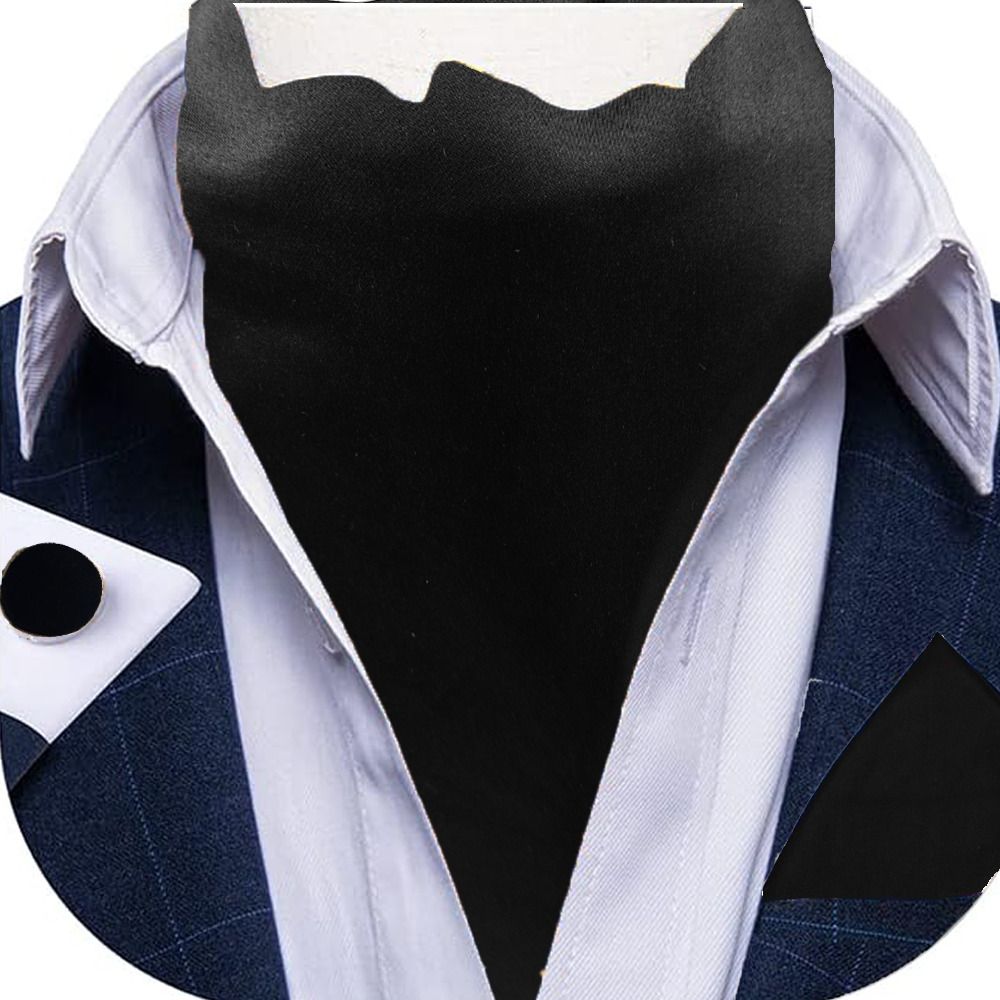 UTF Ascot Ties for Men Cravat Tie and Pocket Square with cufflinks Set Ascot Scarf Cravat-image-27