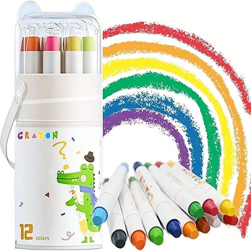 12 Colors Washable Crayon Marker Set for Kids Drawing & Coloring with Case-image-15