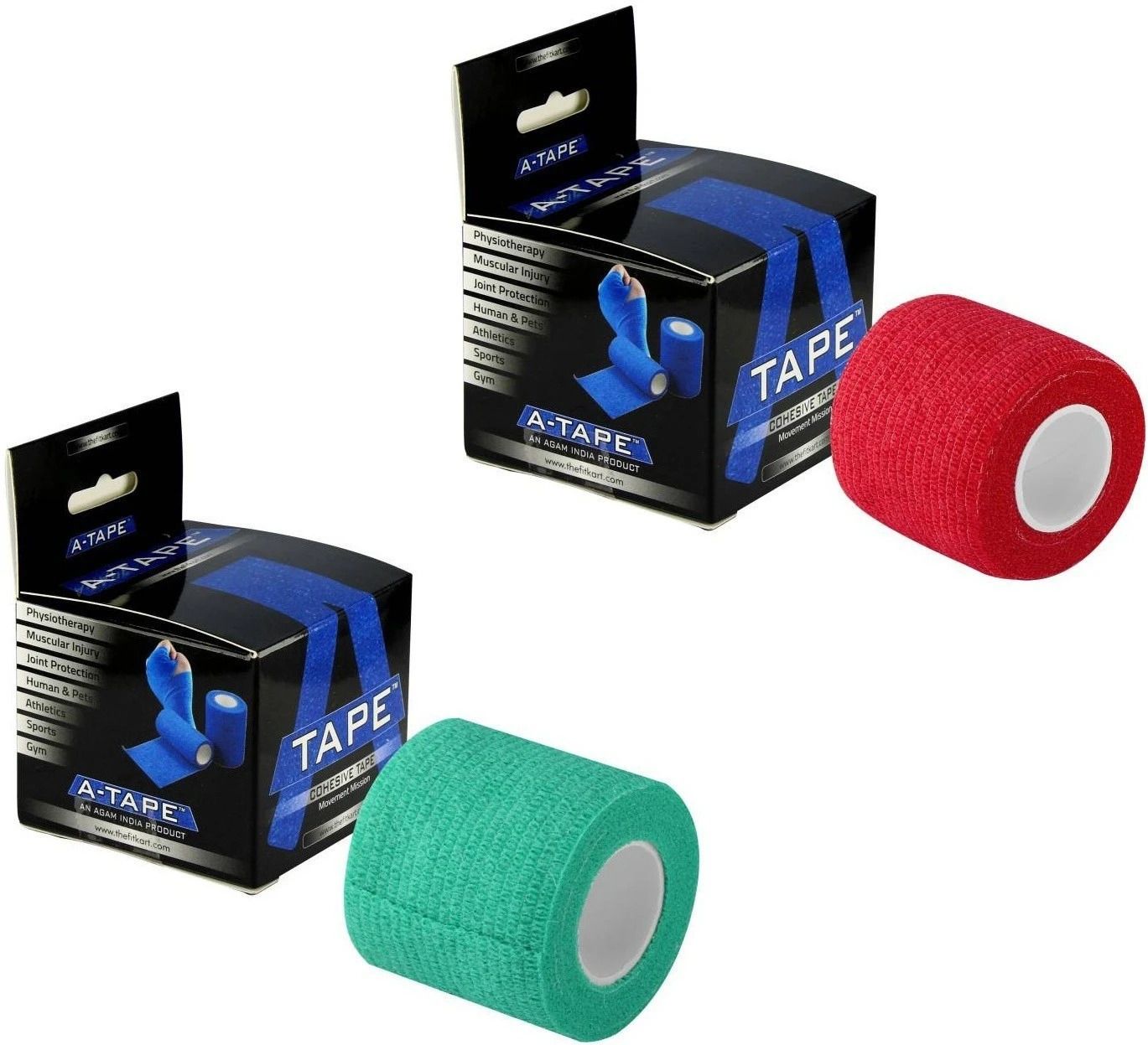 Self Adhesive Bandage Cohesive Green & Red (5 cm X 4.5 meters, Pack of 2) Elastic Crepe Bandage Crepe Bandage-image-4