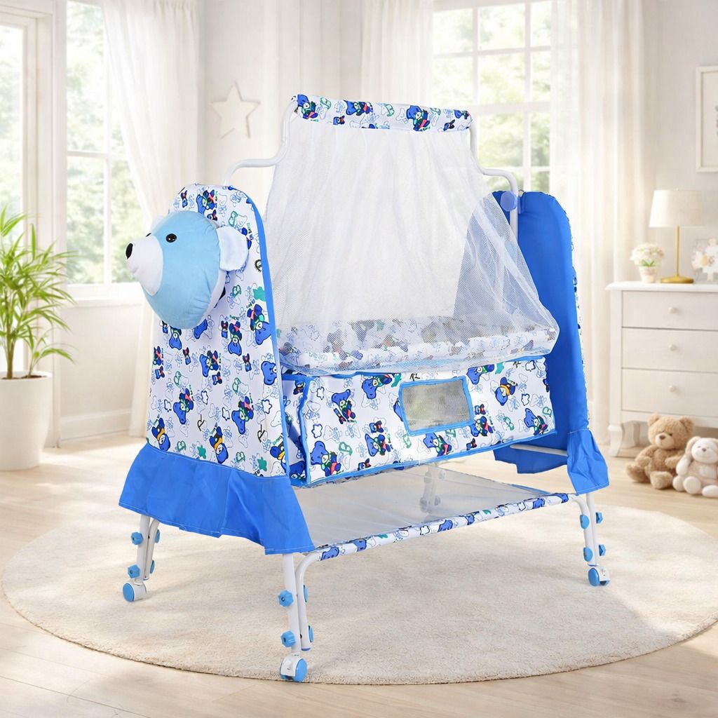 bubblebaby Premium Quality Cradle For 0-12Months Old With Wheels,Storage Basket,MosquitoNet-picture-29