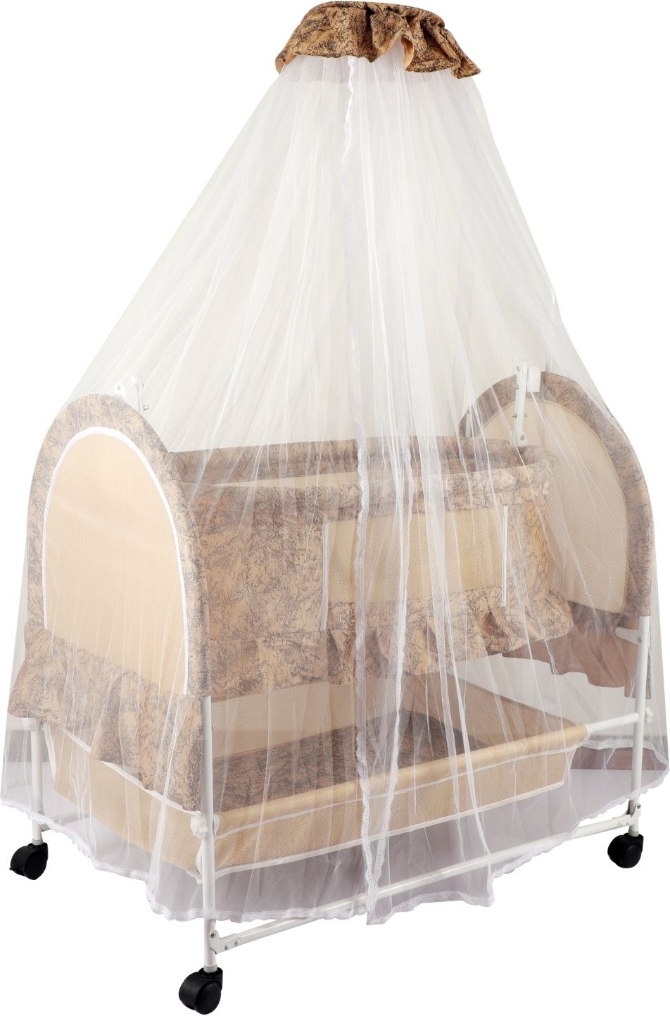 playmore Portable Baby Swing Cradle with Wheels, Toy Storage, Mosquito Net & Pillow-picture-26