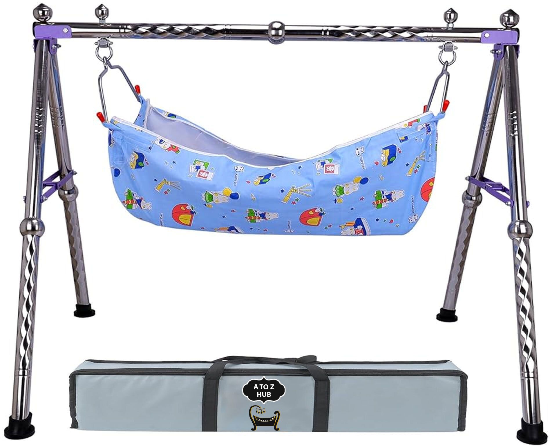 foldable Baby Cradle/ghodiyu/Swing/jhula With mosquito net Hammock cloth-image-16