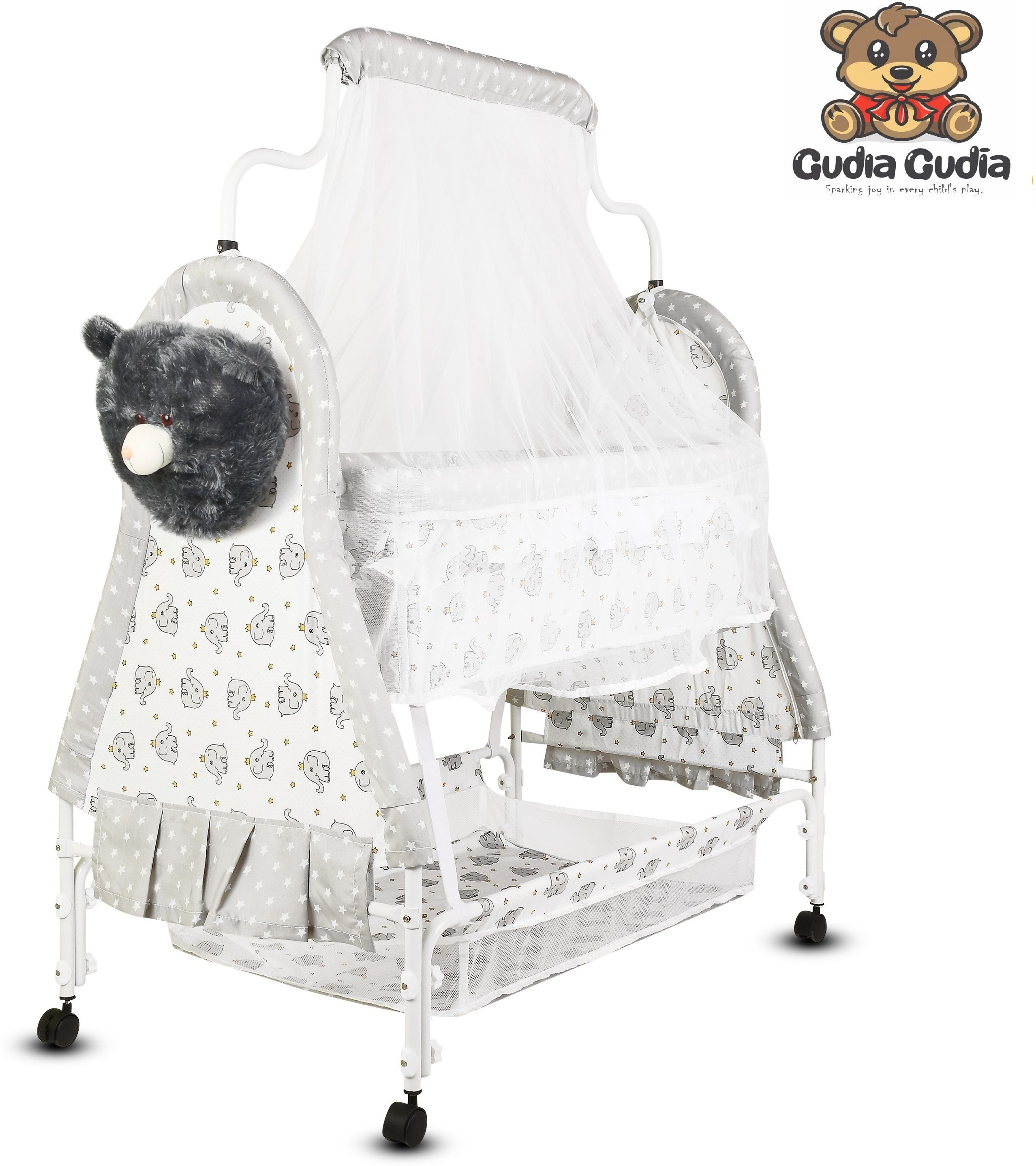gudda gudia Cradle for kids cradle for baby boy and girl Cradle With Swing & Mosquito Net-picture-42