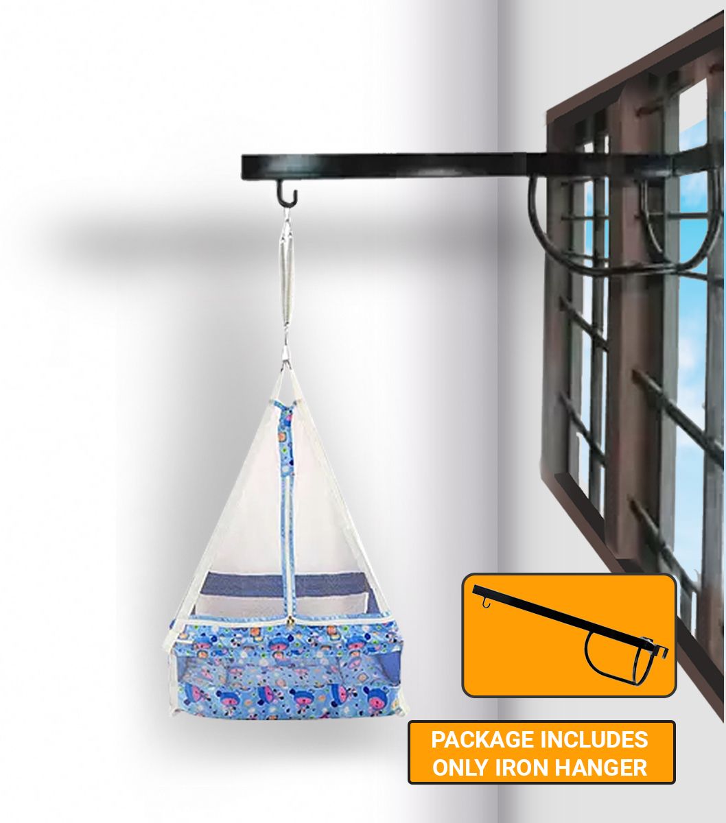 Window Cradle Cot Metal Hanger for New Born Baby/crib/jhula/thottil-black-image-23