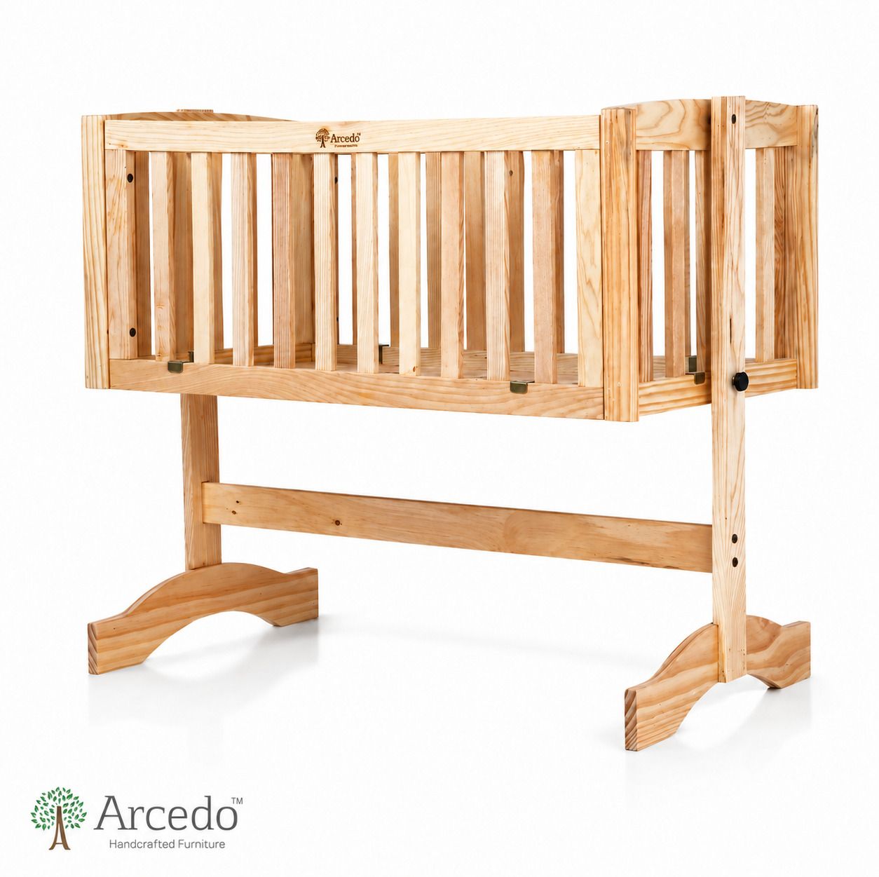 arcedokids Arcedo Solid Wood Baby Cradle | Premium Wooden Baby Swing Cradle |Natural-picture-42