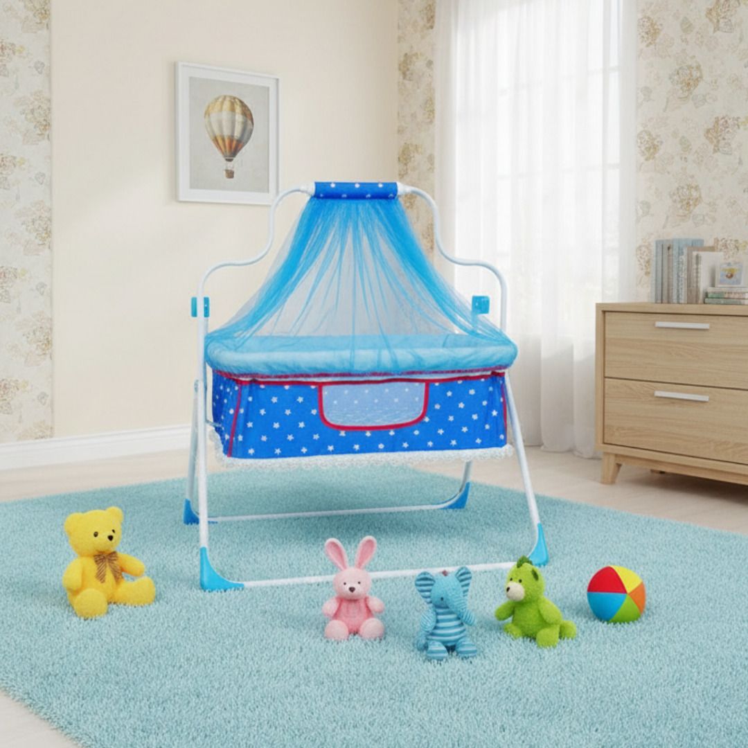 ms baby Baby Cradle Jhula with Mosquito Net & Swing | Newborn Bassinet Bed-picture-37